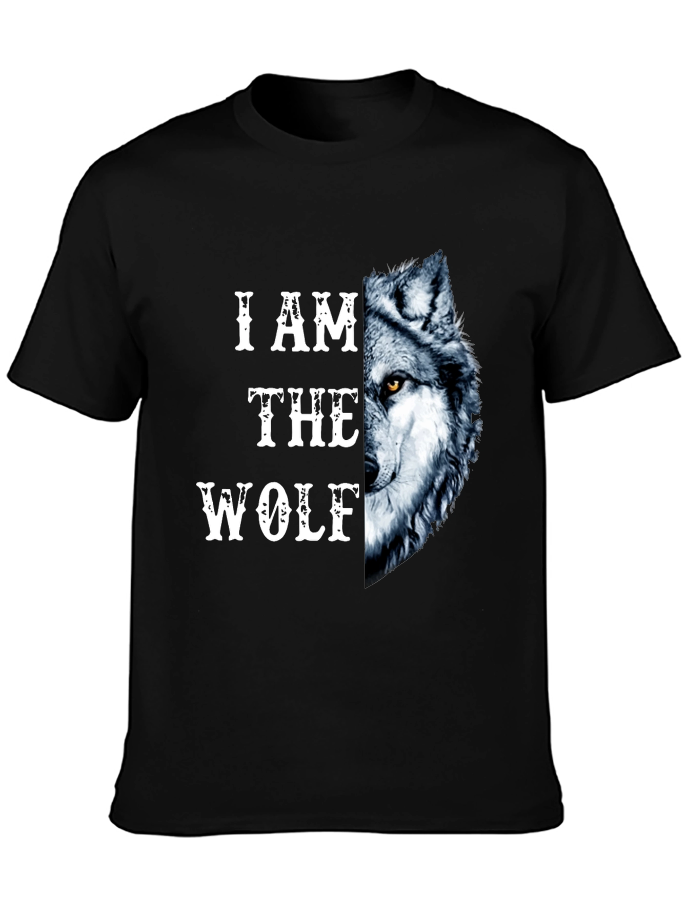 Black I Am The Wolf Graphic Print Men's T-Shirt view 3