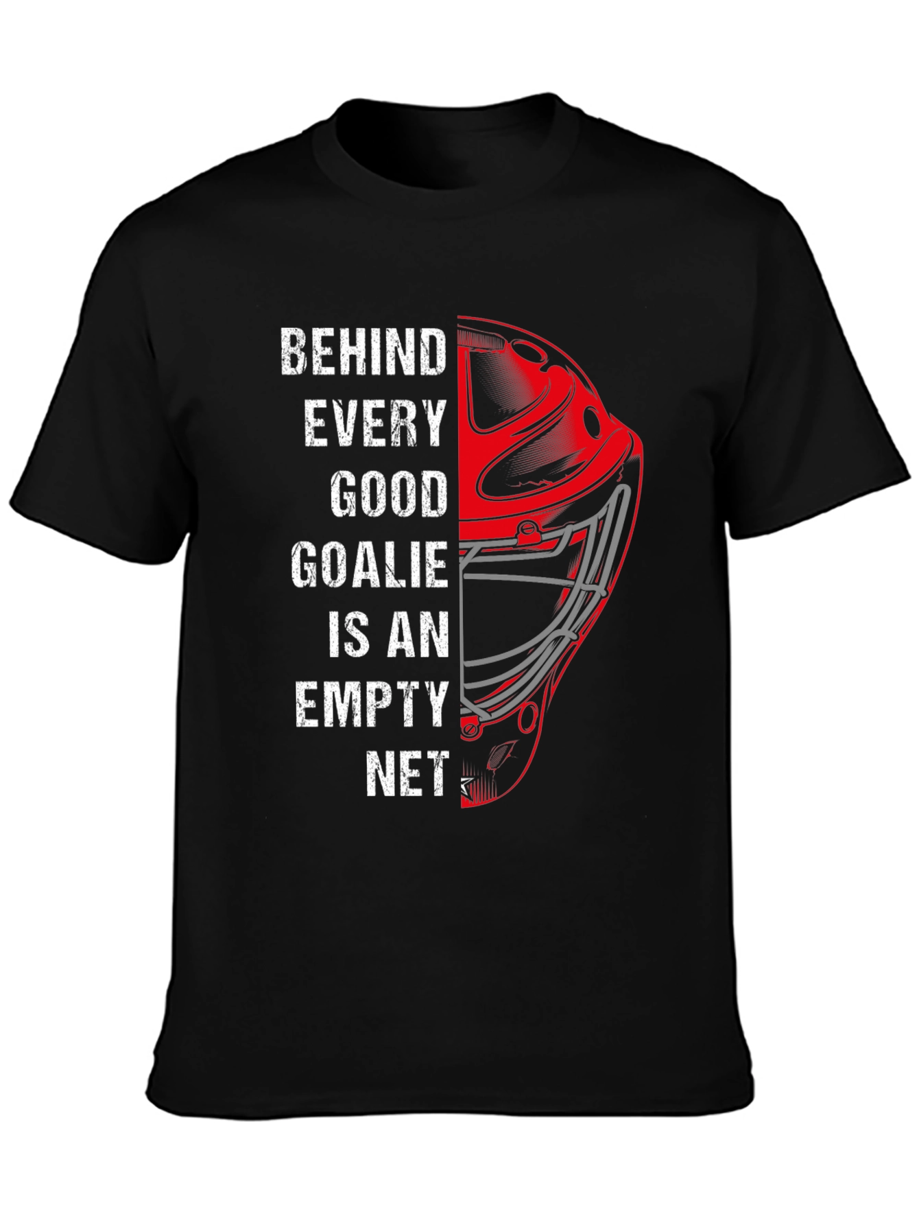 Black Funny Hockey Goalie T-Shirt - Empty Net Design view 3