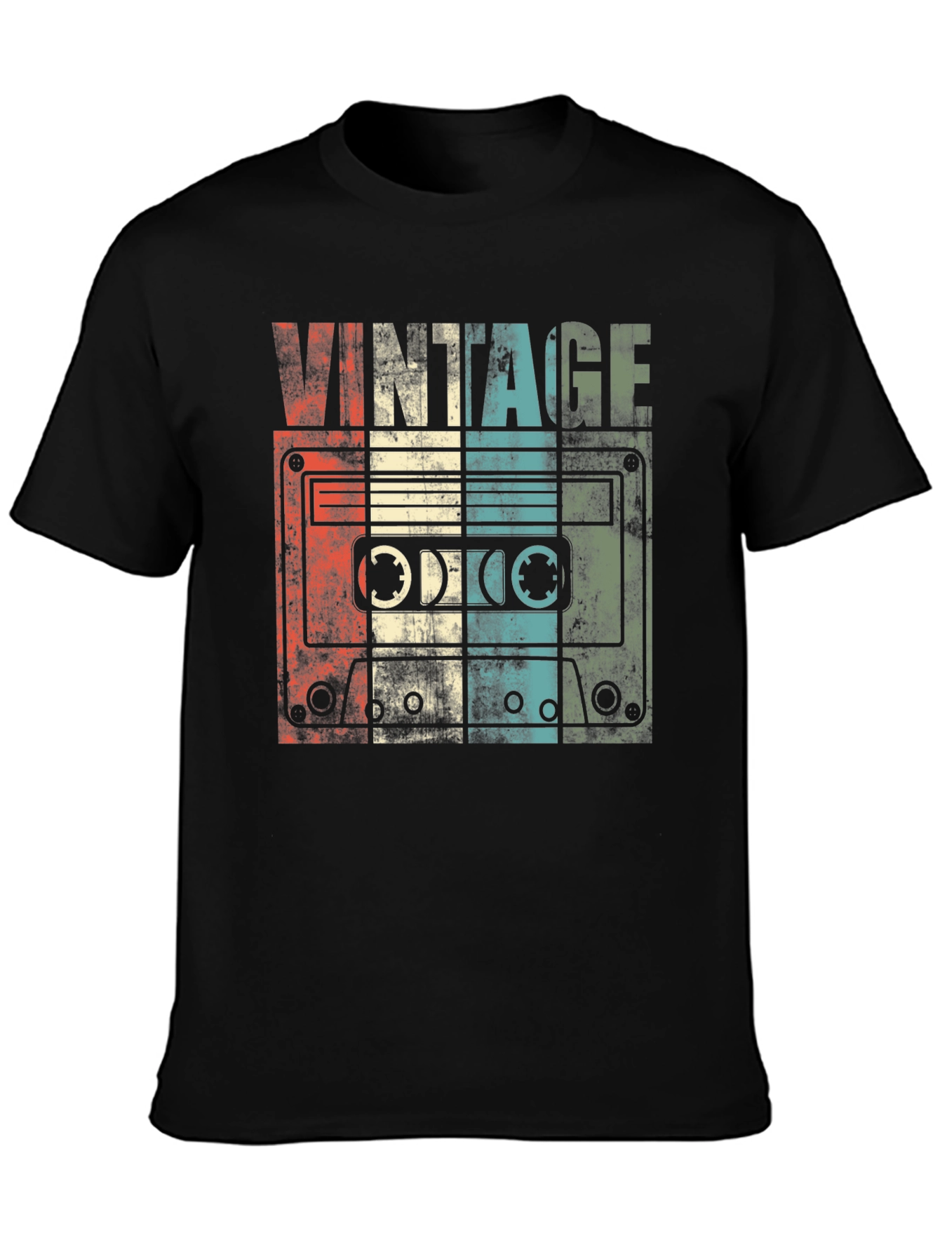 Black Vintage Cassette Tape Graphic T-Shirt view 3