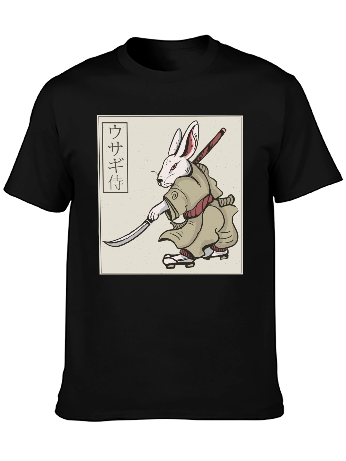 Black Rabbit Samurai T-Shirt - Black Graphic Tee view 3