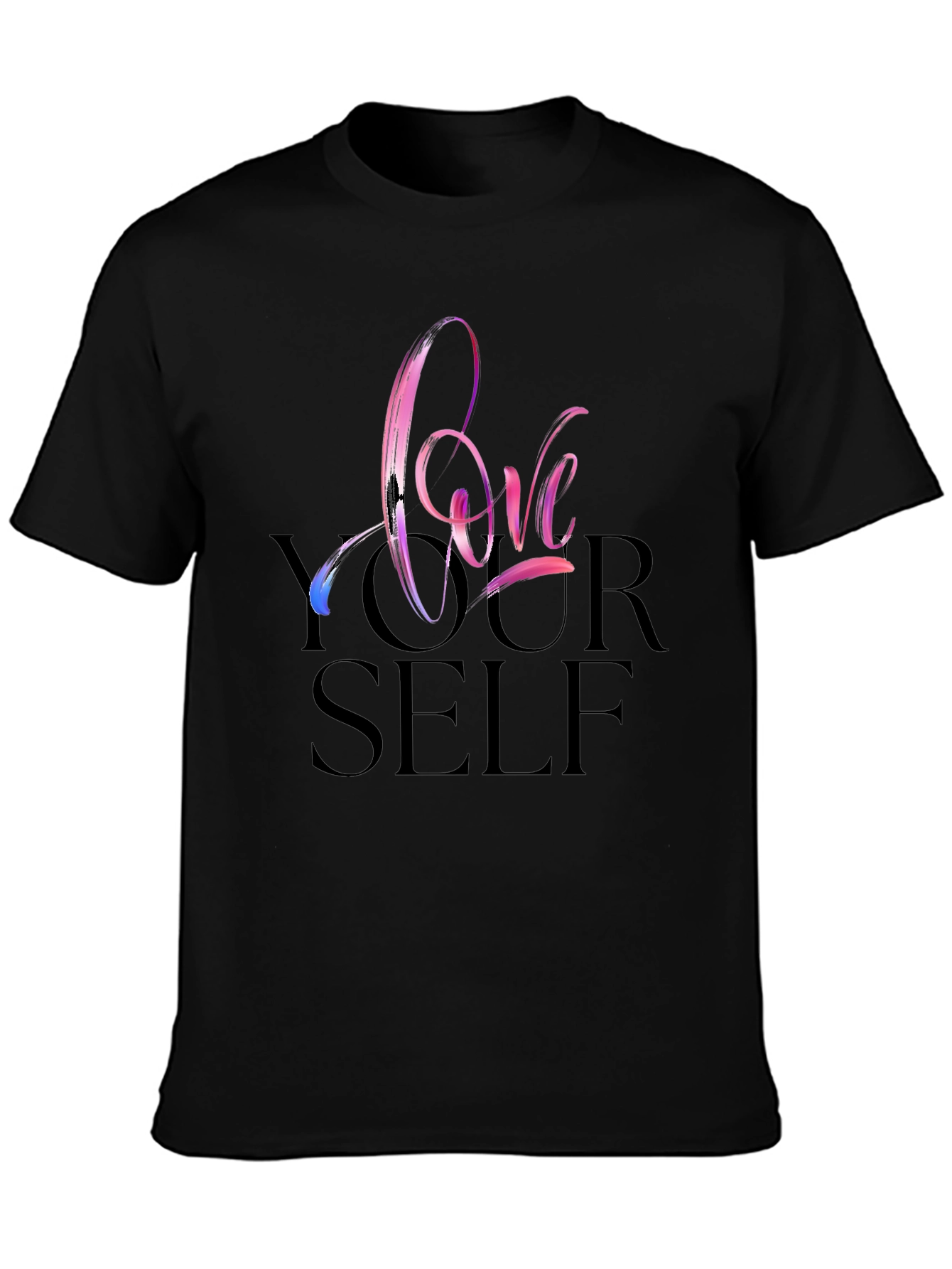Black Love Yourself Graphic Tee - Black Cotton Casual Shirt view 3