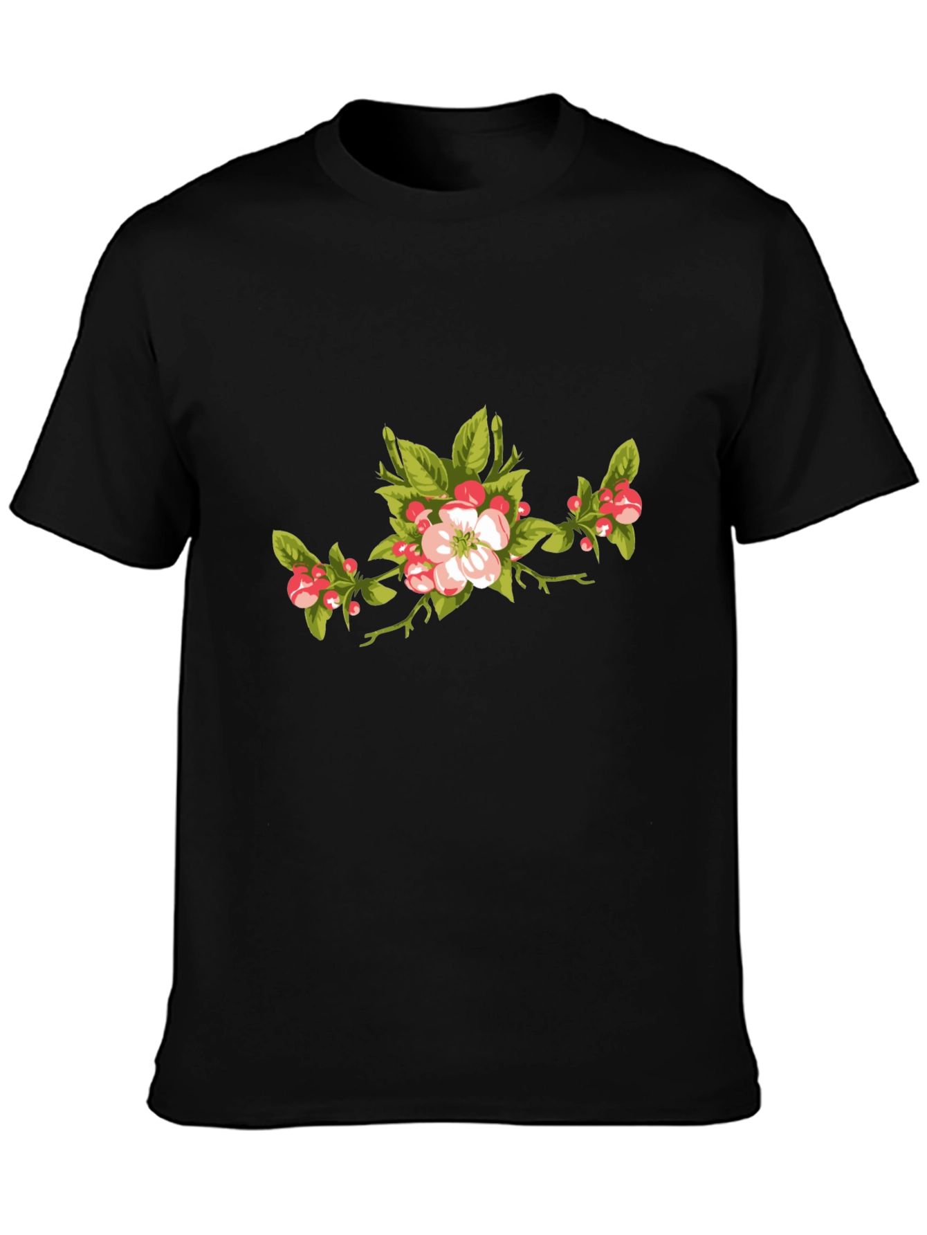 Black Floral Branch Graphic T-Shirt view 3