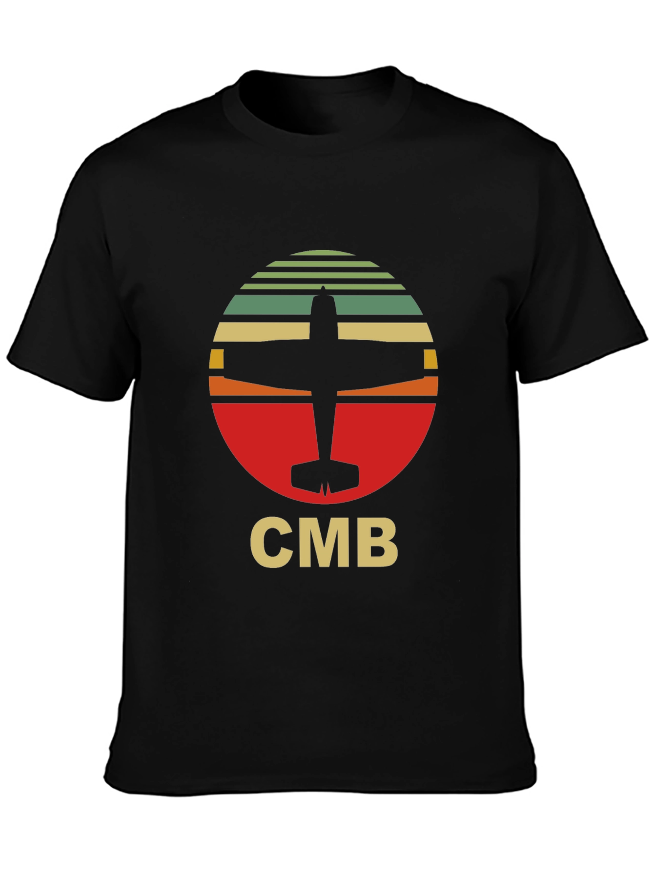 Black Retro Airplane CMB T-Shirt - Aviation Style view 3