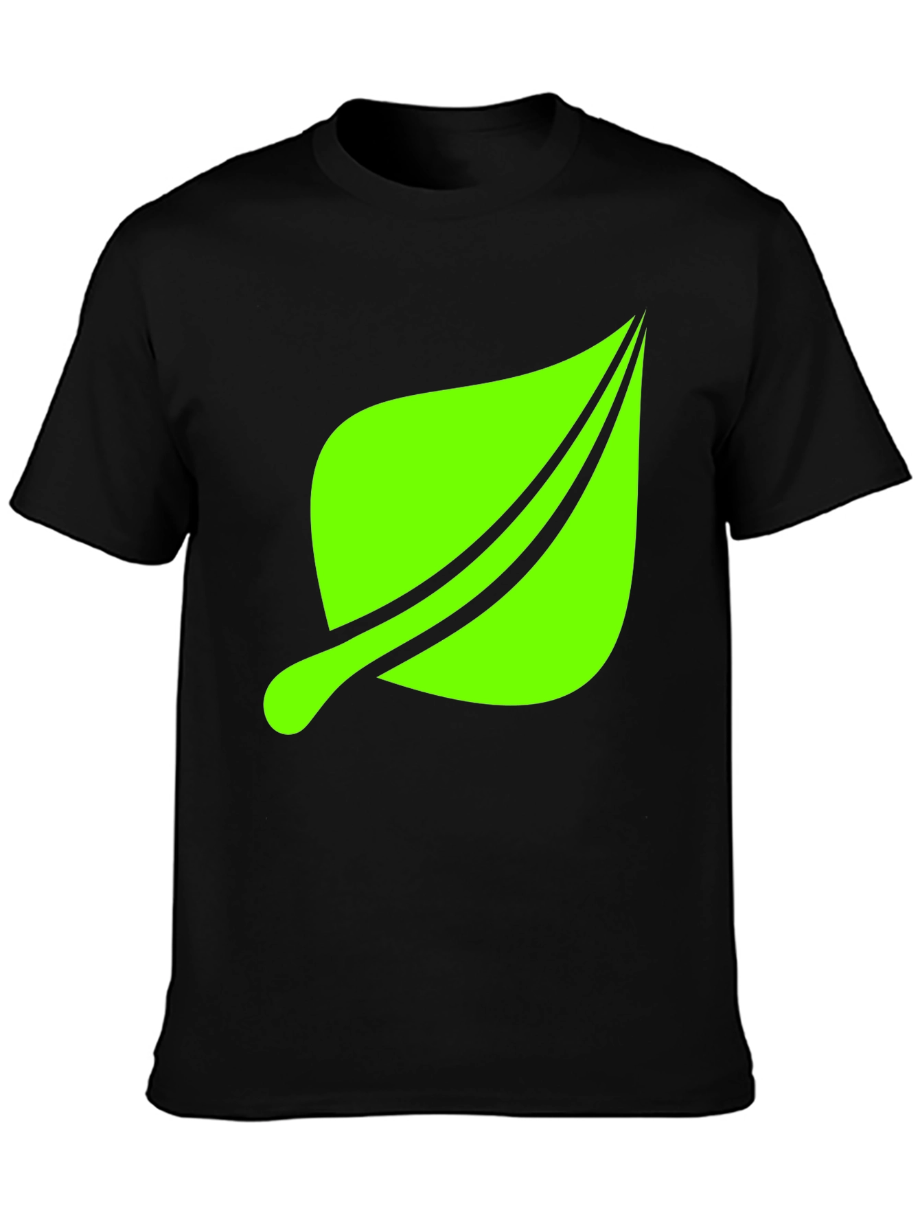 Black Leaf Graphic Print Black T-Shirt view 3