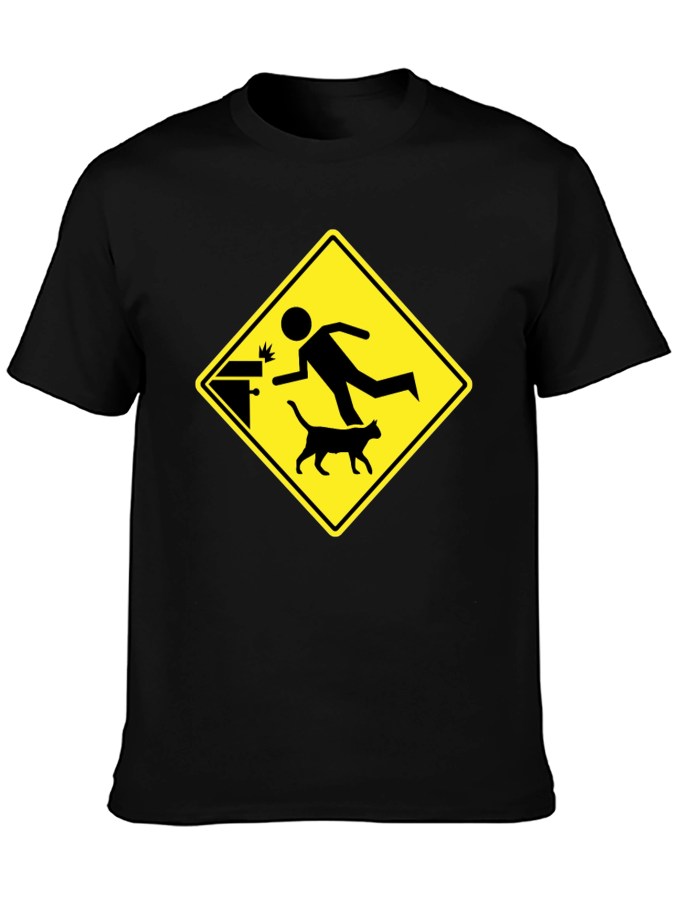 Black Warning! Tripping Hazard Graphic Tee view 3