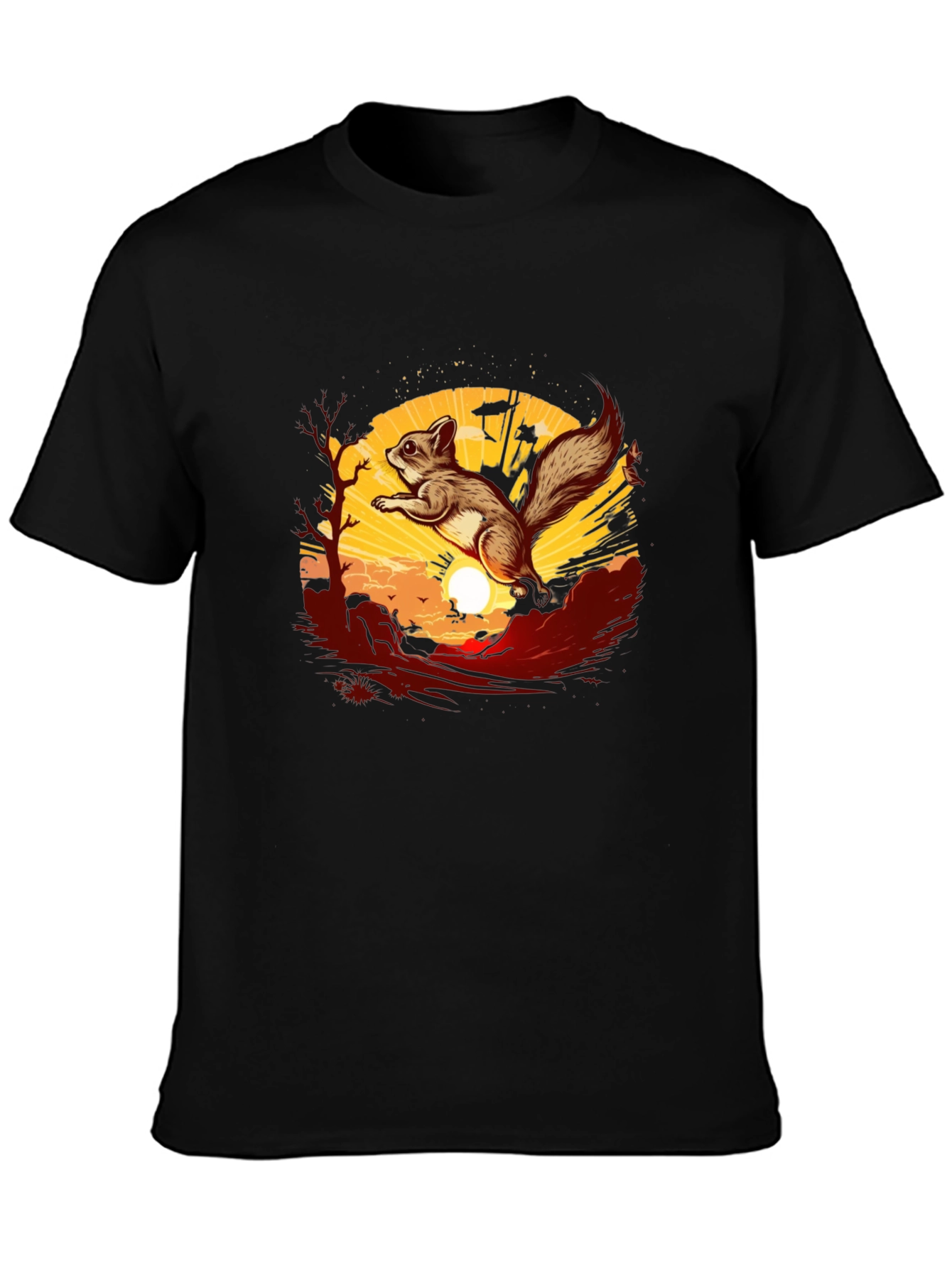 Black Squirrel Sunset Graphic Tee - Black view 3