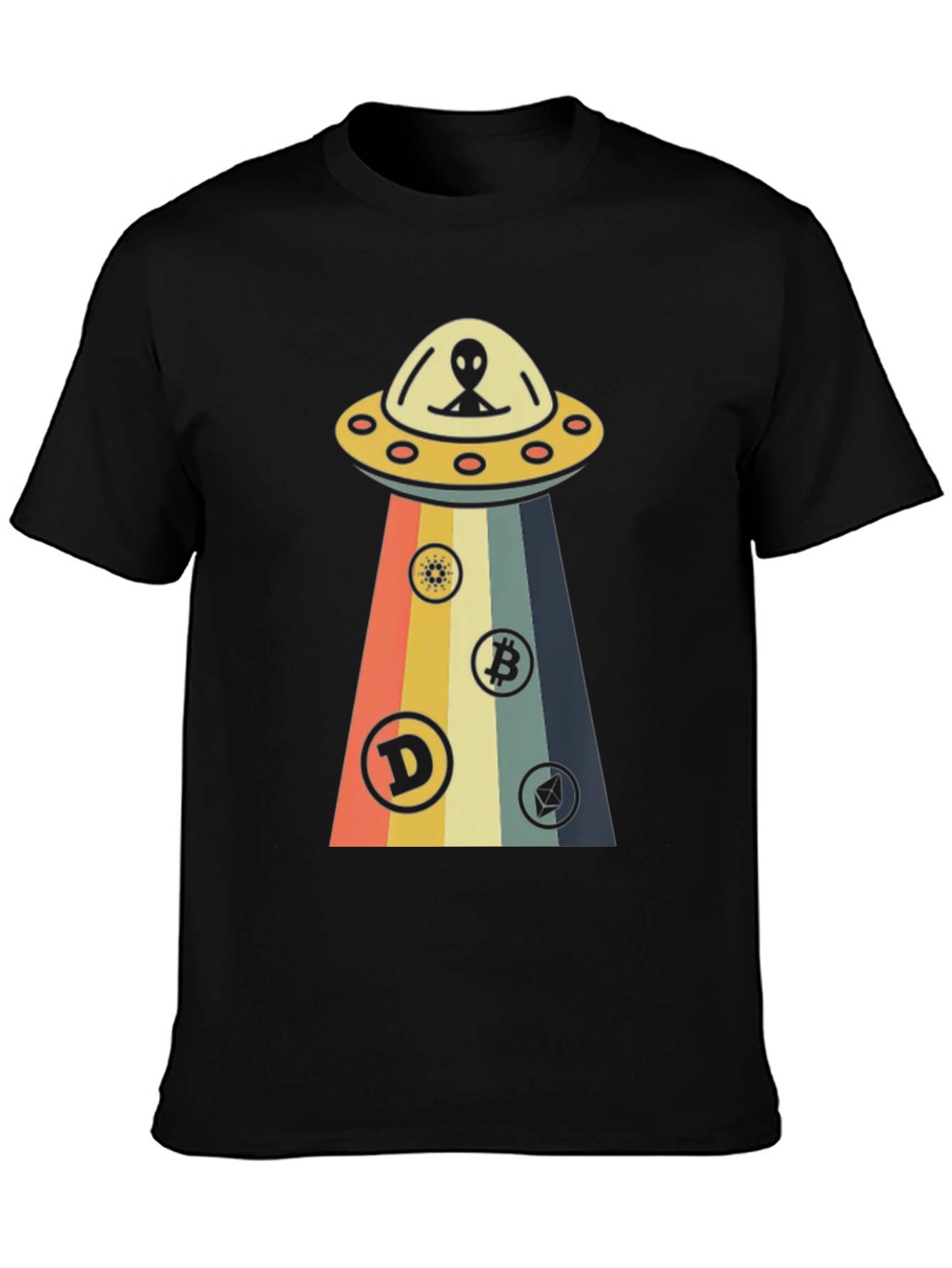 Black Alien UFO Cryptocurrency T-Shirt view 3