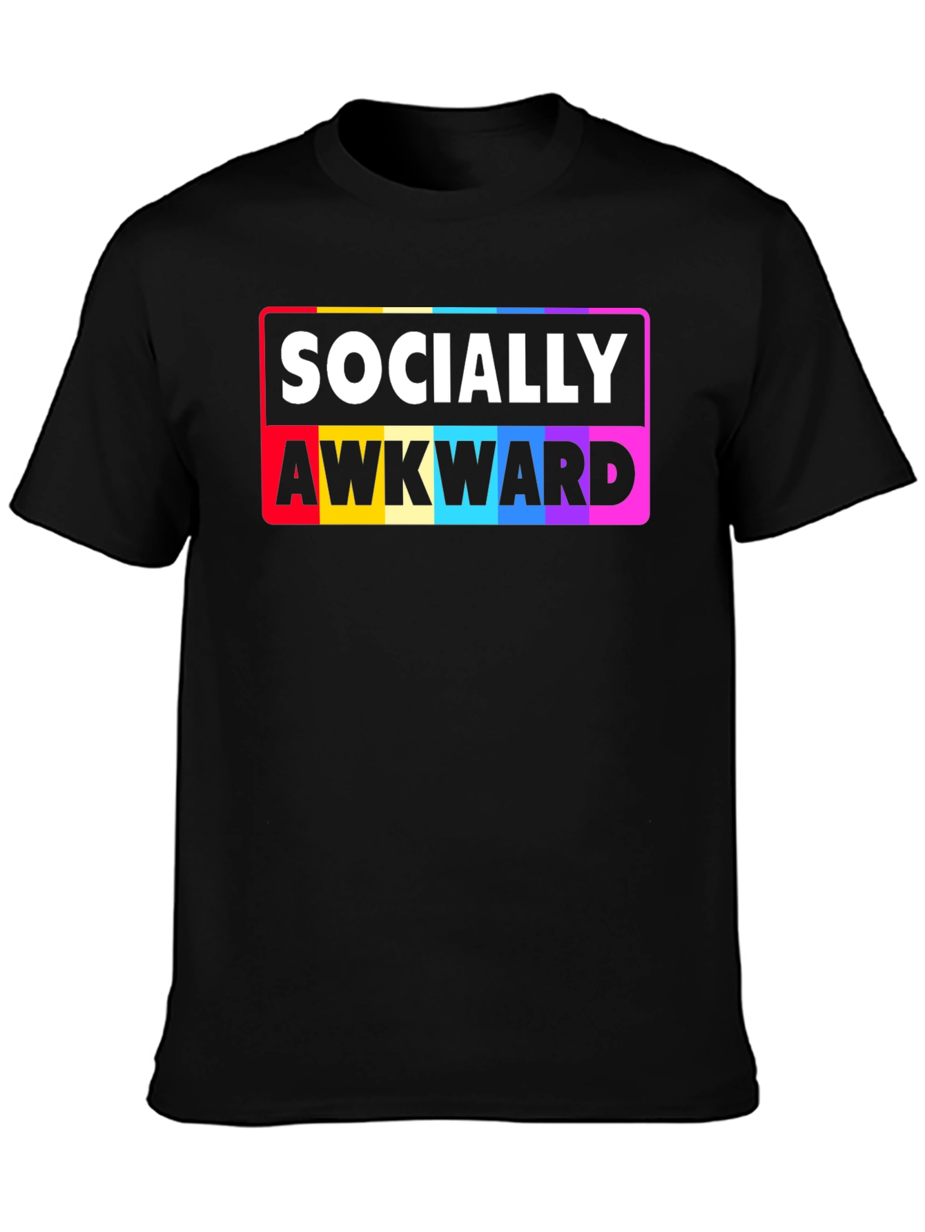 Black Socially Awkward Rainbow Pride T-Shirt view 3