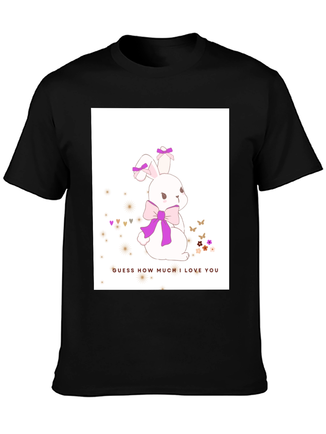 Black Cute Bunny T-Shirt - Guess How Much I Love You - Black view 3