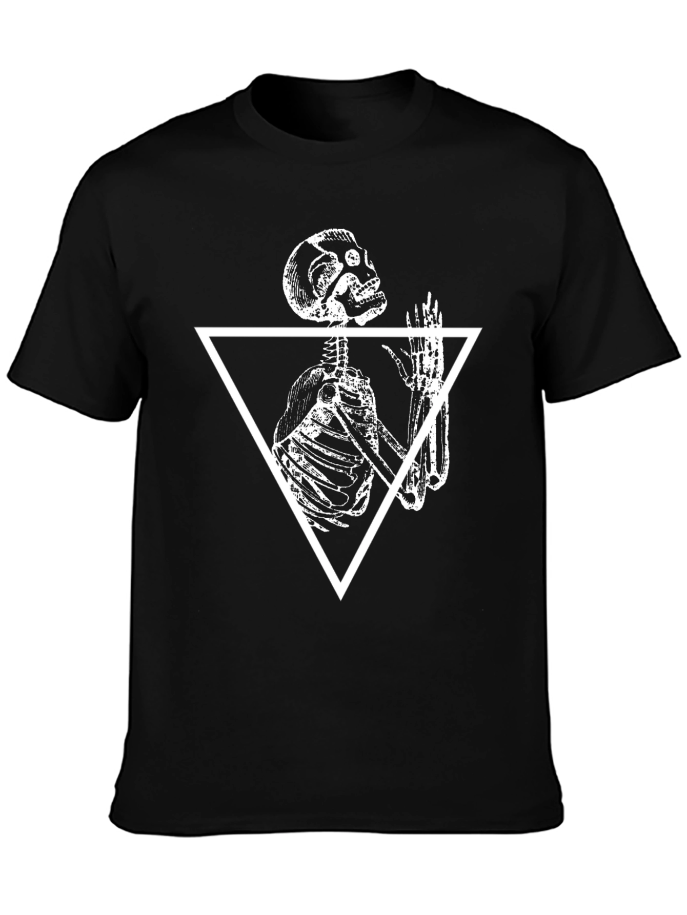 Black Skeleton Triangle Black Graphic Tee view 3
