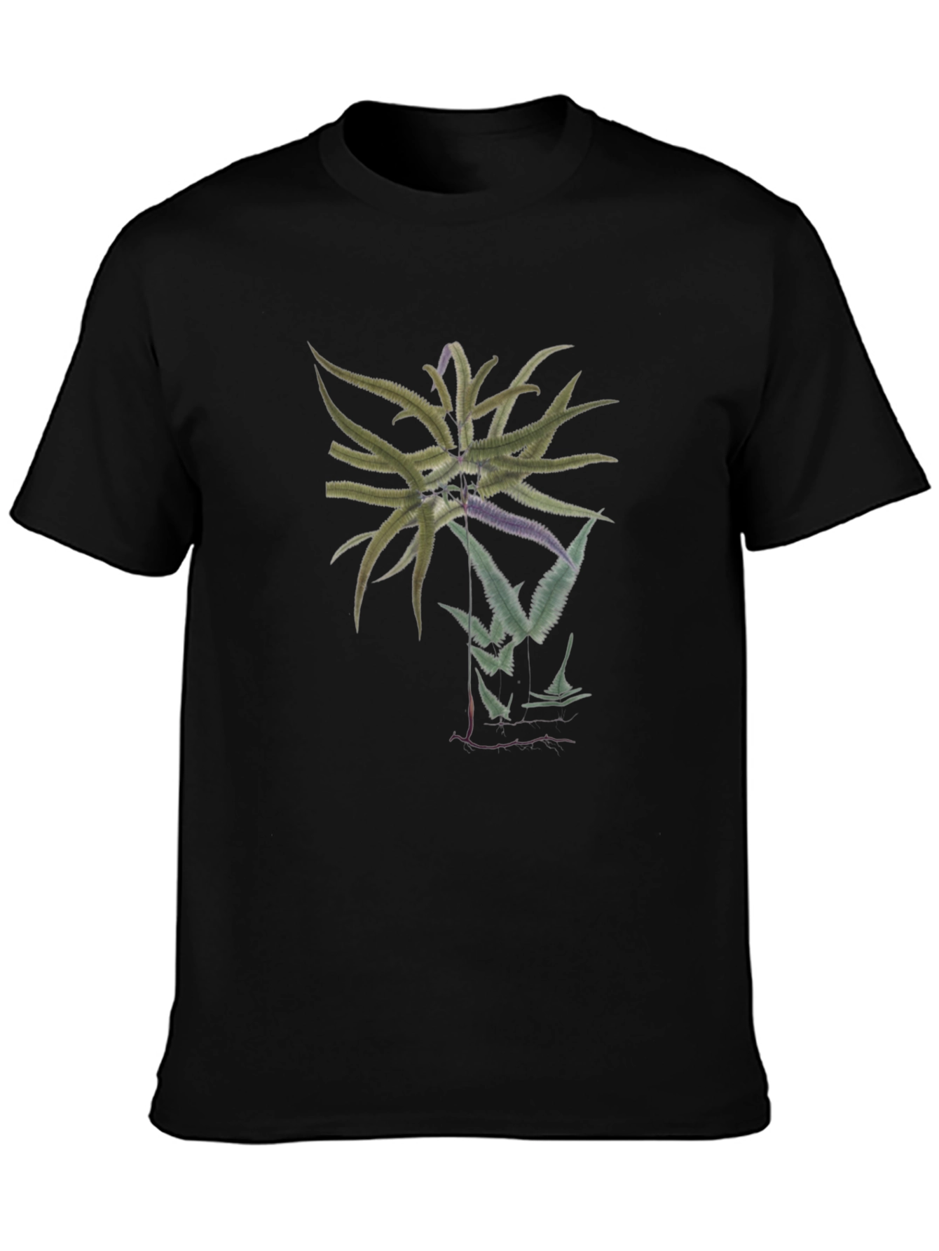 Black Botanical Graphic Black Tee view 3