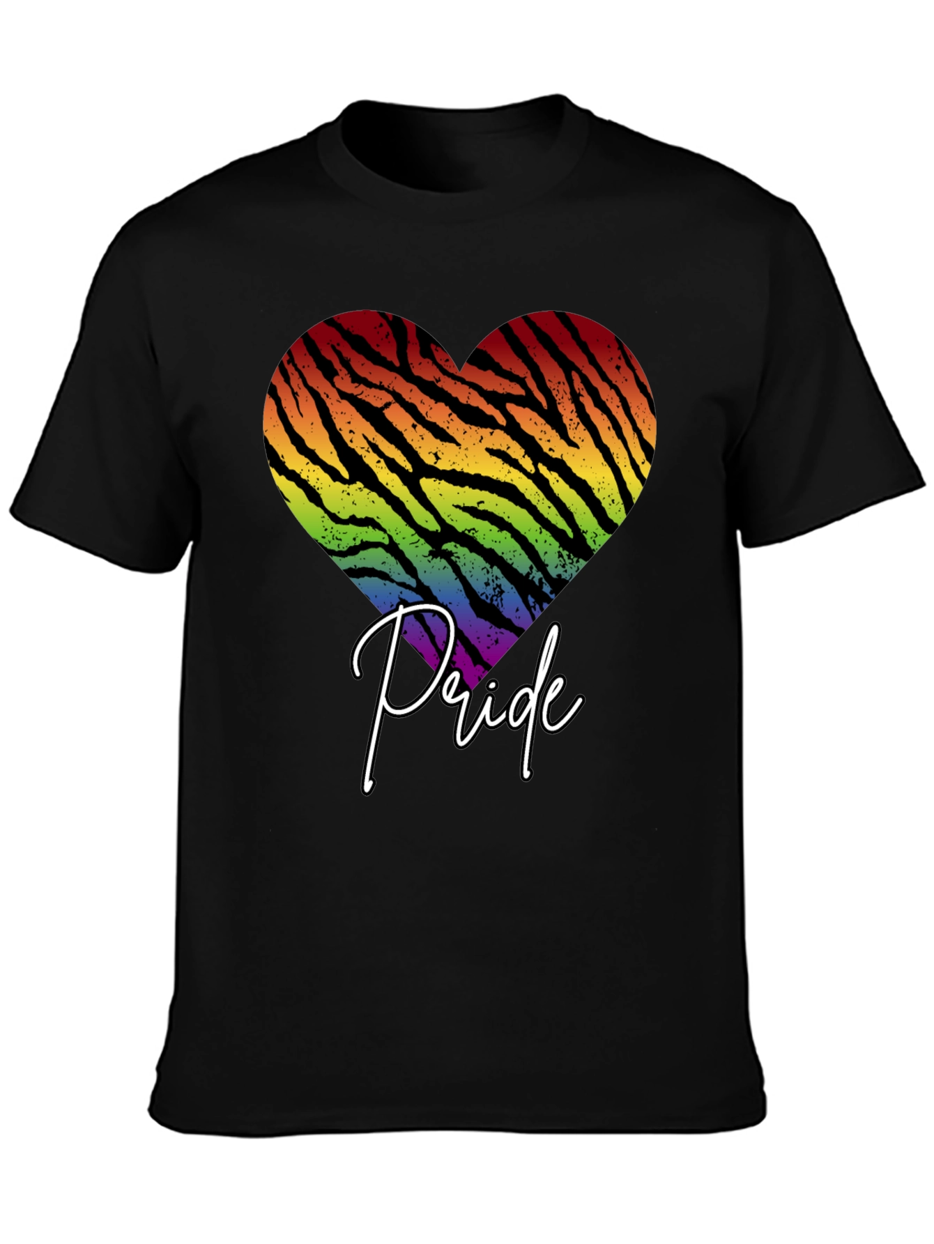 Black Pride Zebra Heart Graphic T-Shirt view 3
