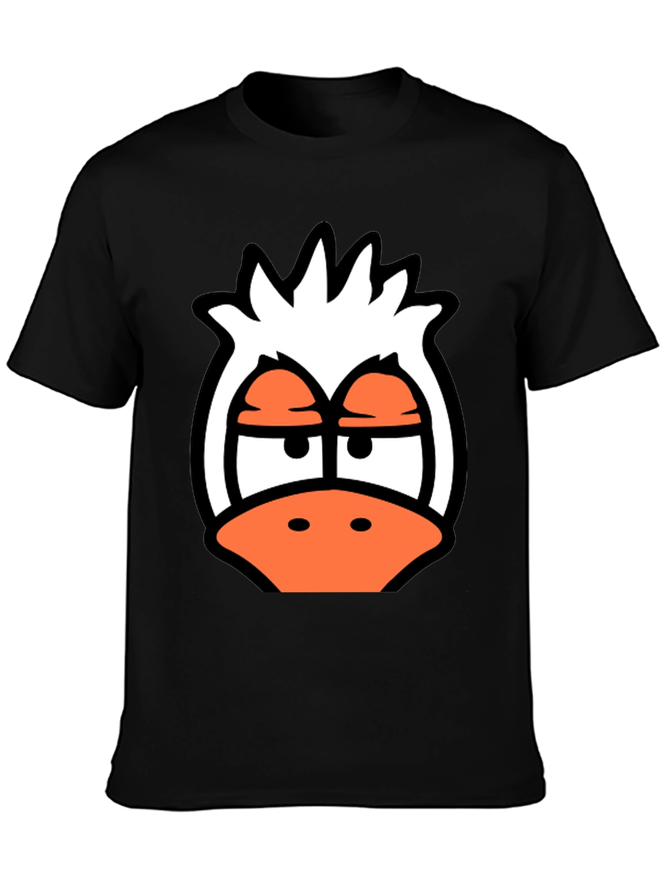 Black Cartoon Duck Graphic Tee - Funky Black T-Shirt view 3