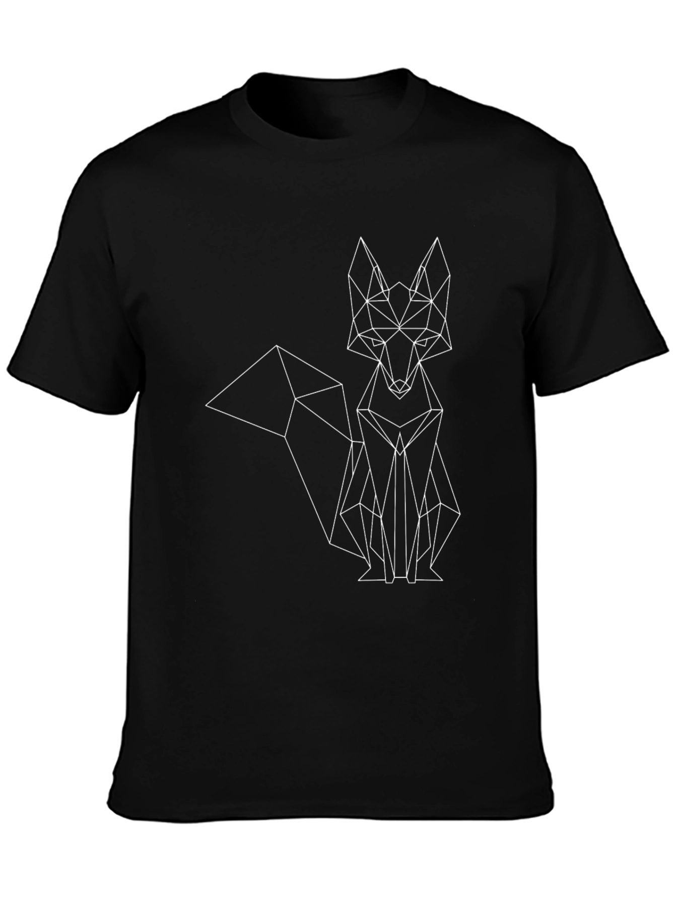 Black Geometric Fox Graphic Print Tee - Modern Style view 3