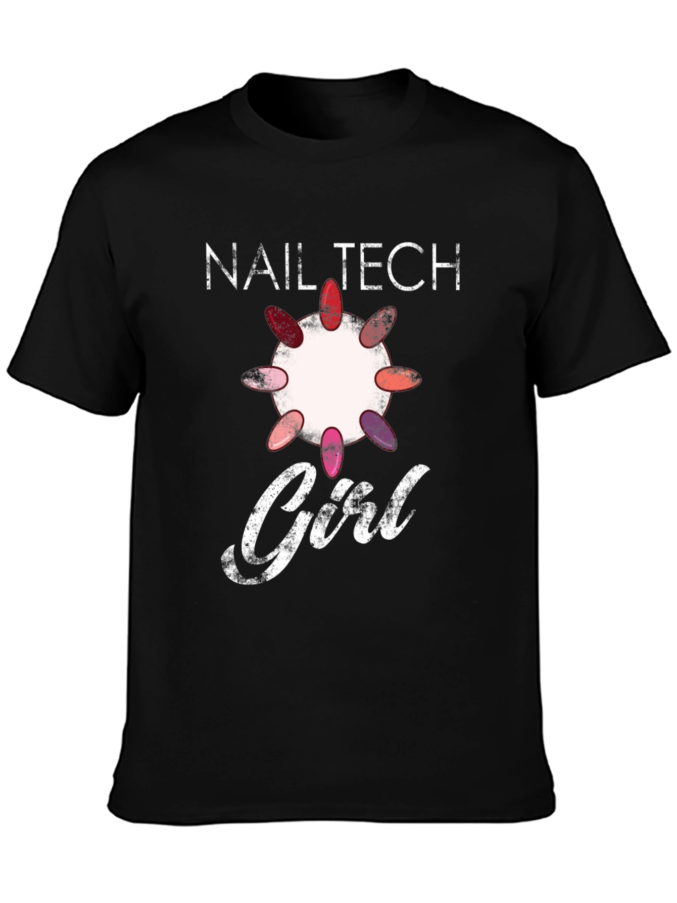 Black Nail Tech Girl T-Shirt - Stylish Manicure Design view 3