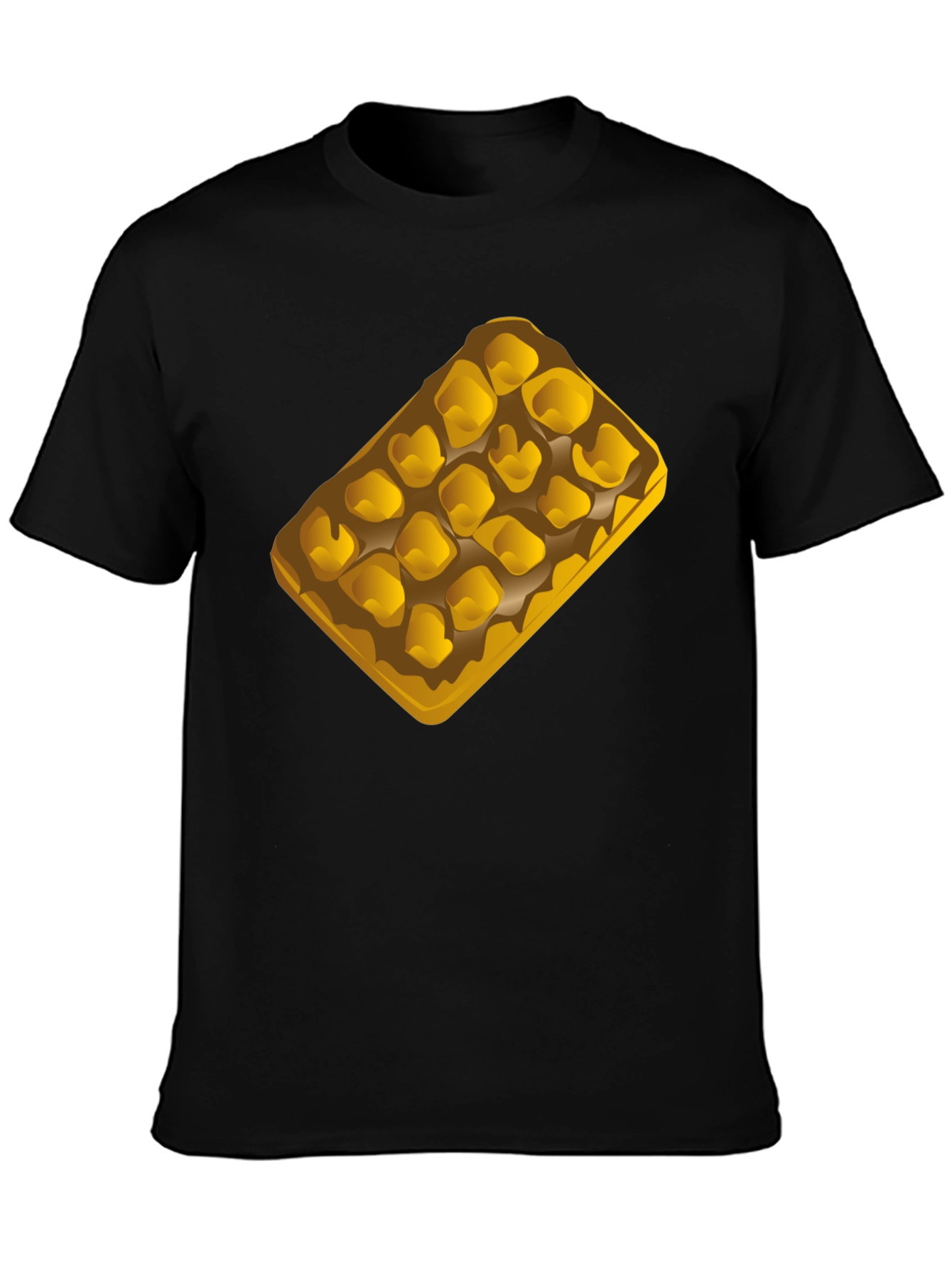 Black Waffle Graphic T-Shirt - Casual Black Tee view 3