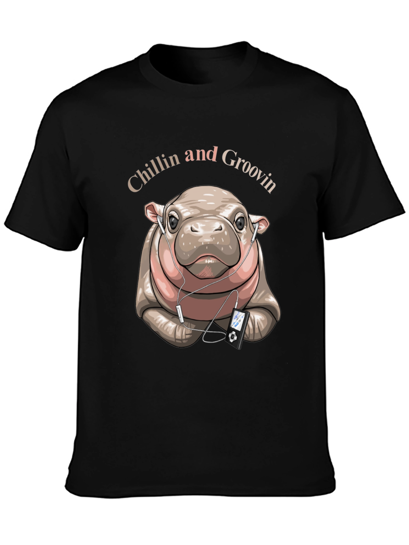 Black Chillin' Hippo Graphic Tee view 3