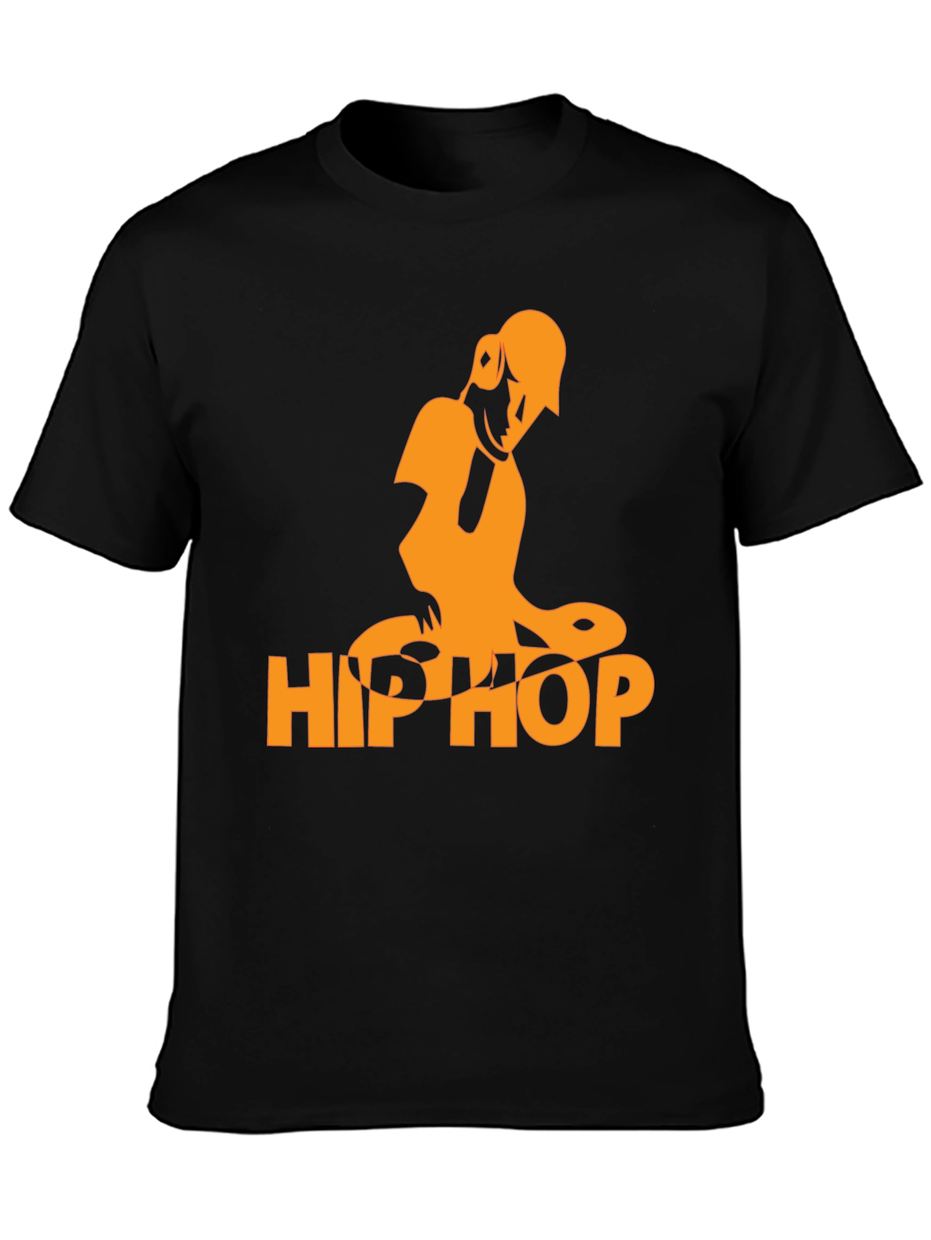 Black Hip Hop Graphic T-Shirt - Black Cotton Blend view 3