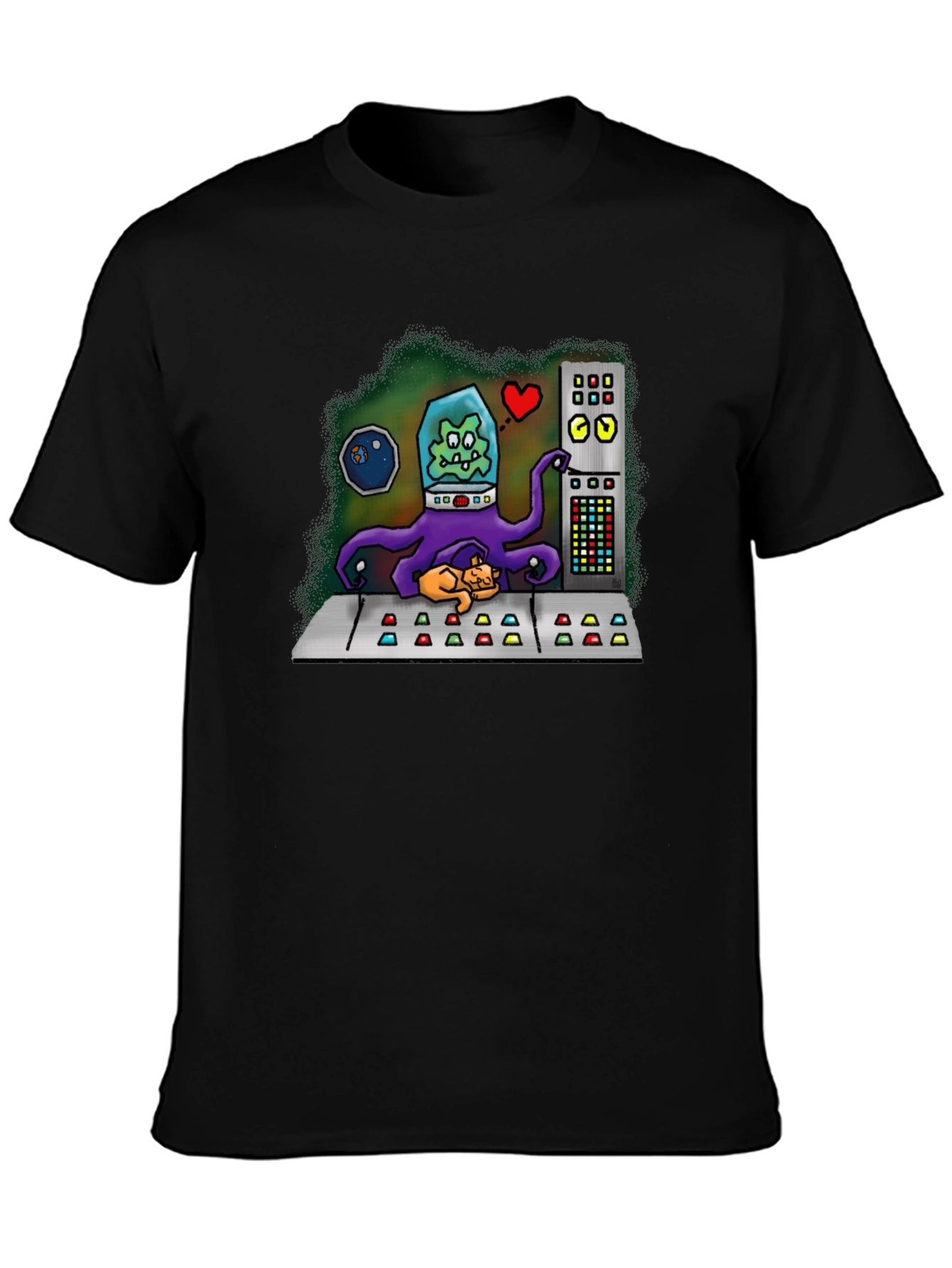 Black Alien Cat Lover Graphic Tee view 3