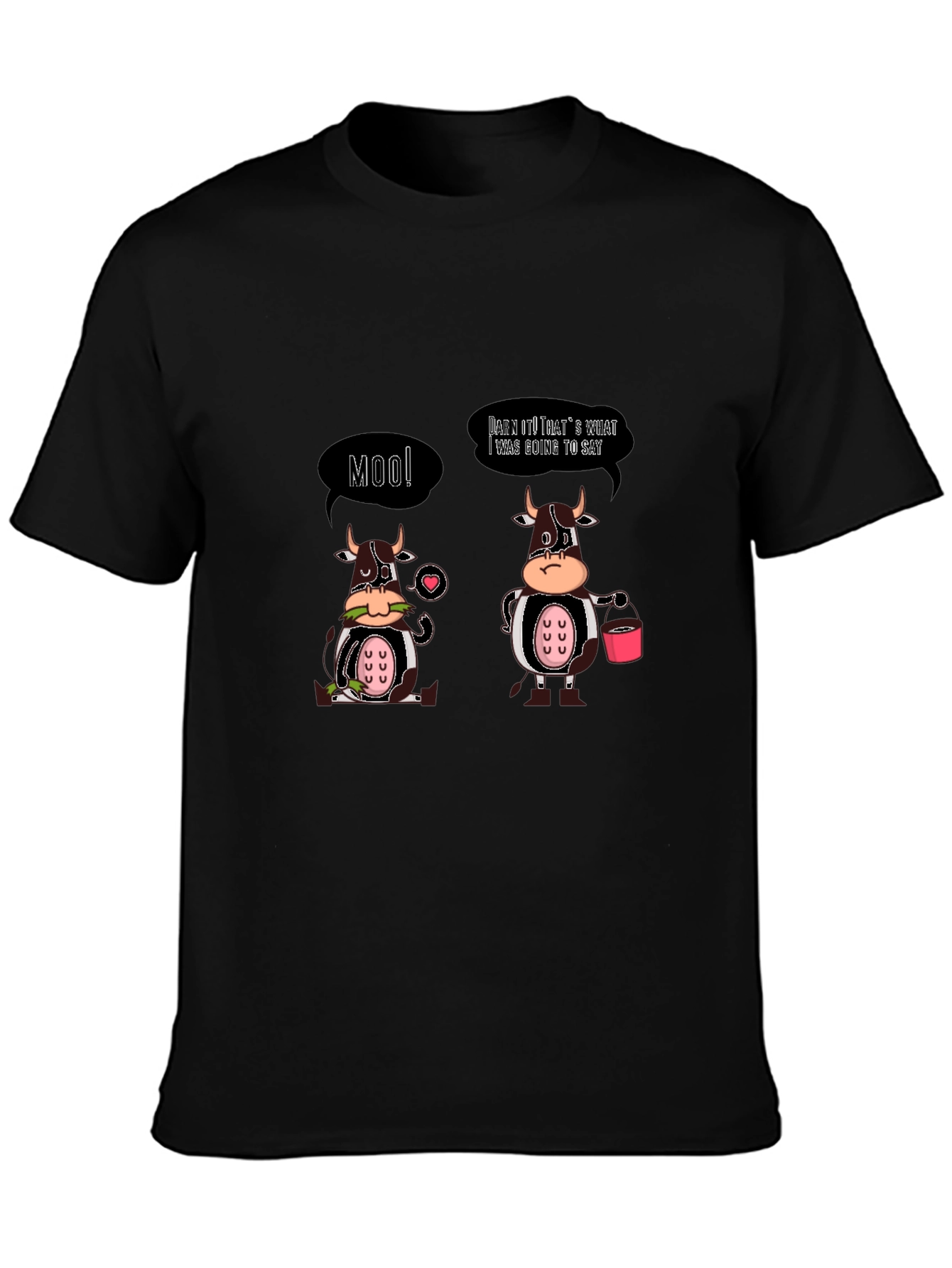 Black Funny Cow Graphic T-Shirt - "Moo!" and More view 3