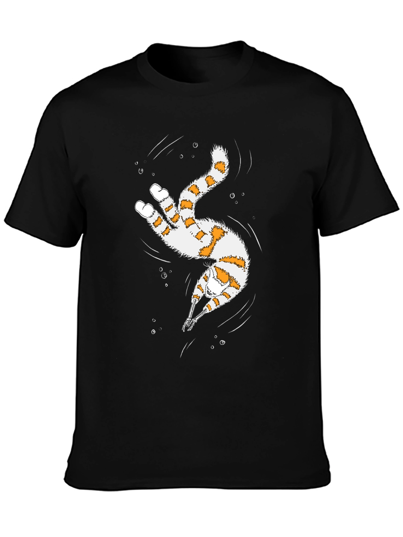 Black Whimsical Diving Cat Graphic Tee - Black view 3