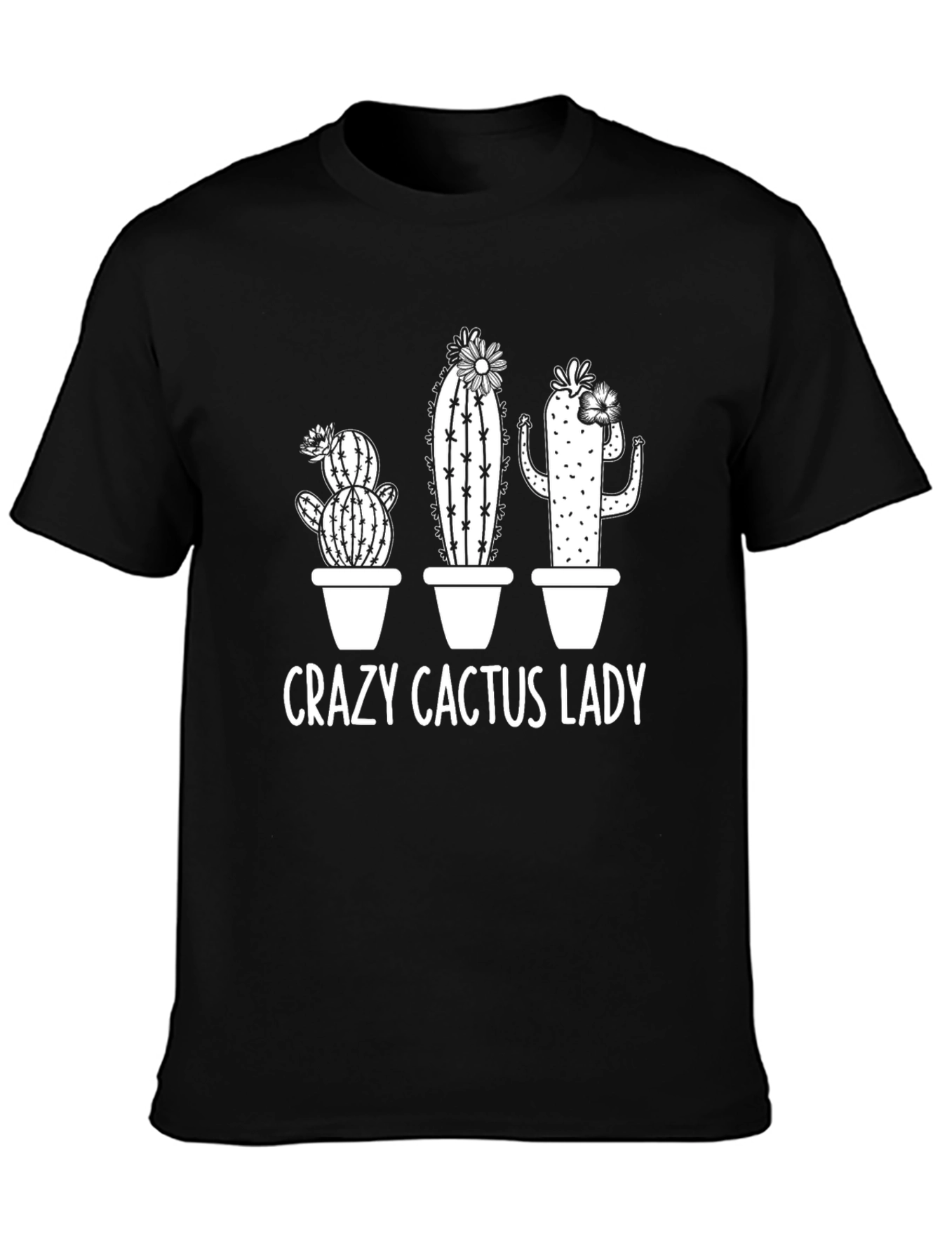 Black Crazy Cactus Lady T-Shirt - Black view 3