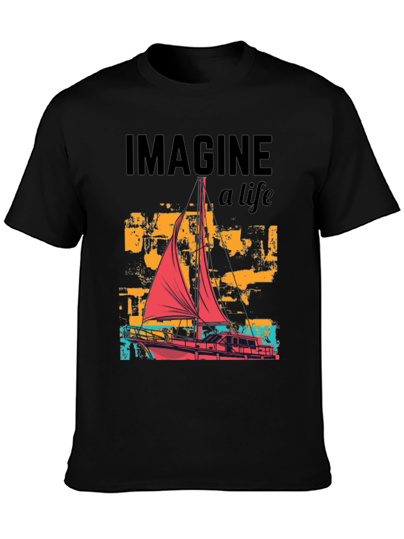 Black Imagine A Life Boat Graphic Tee view 3