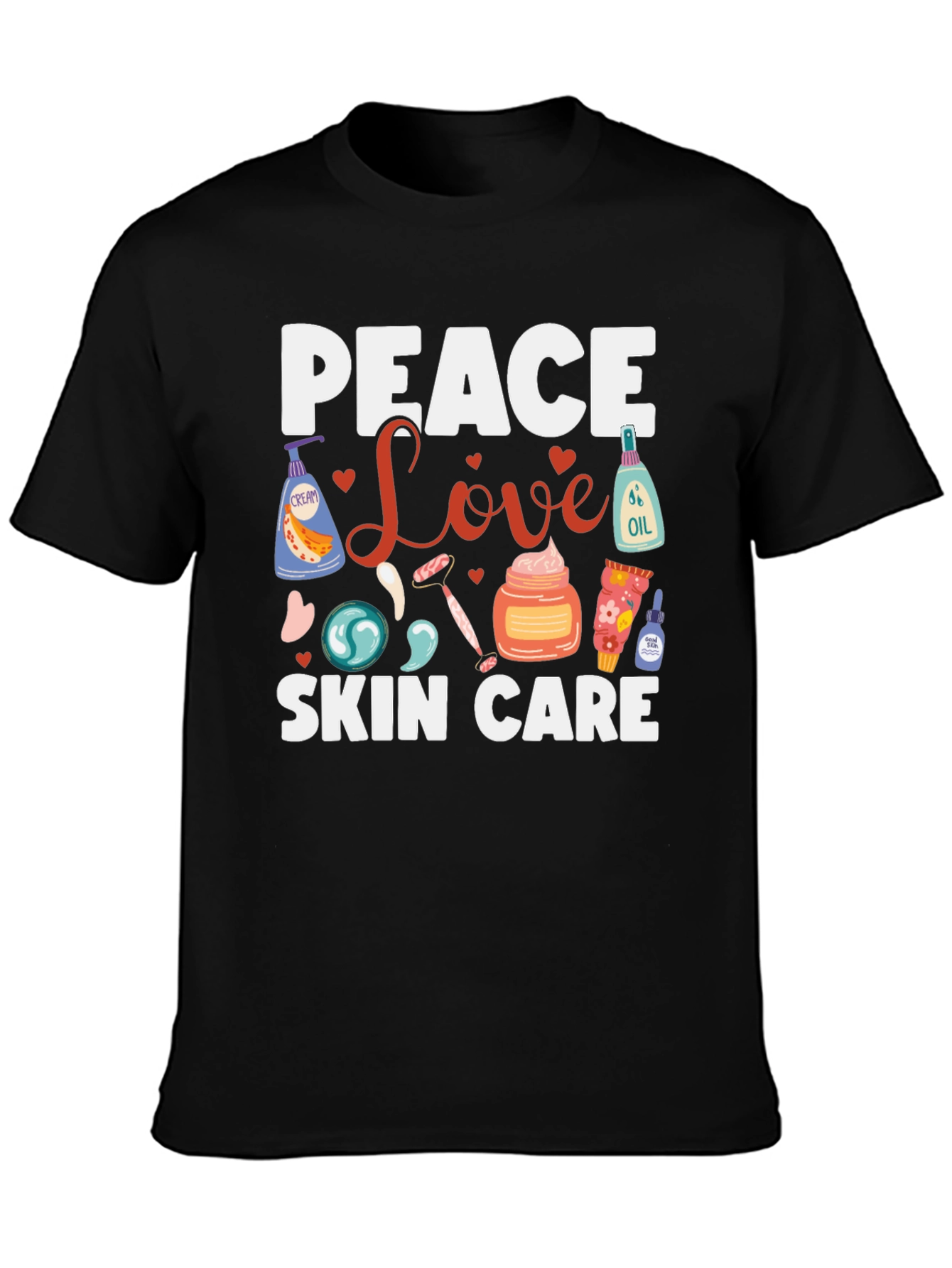 Black Peace Love Skin Care T-Shirt view 3
