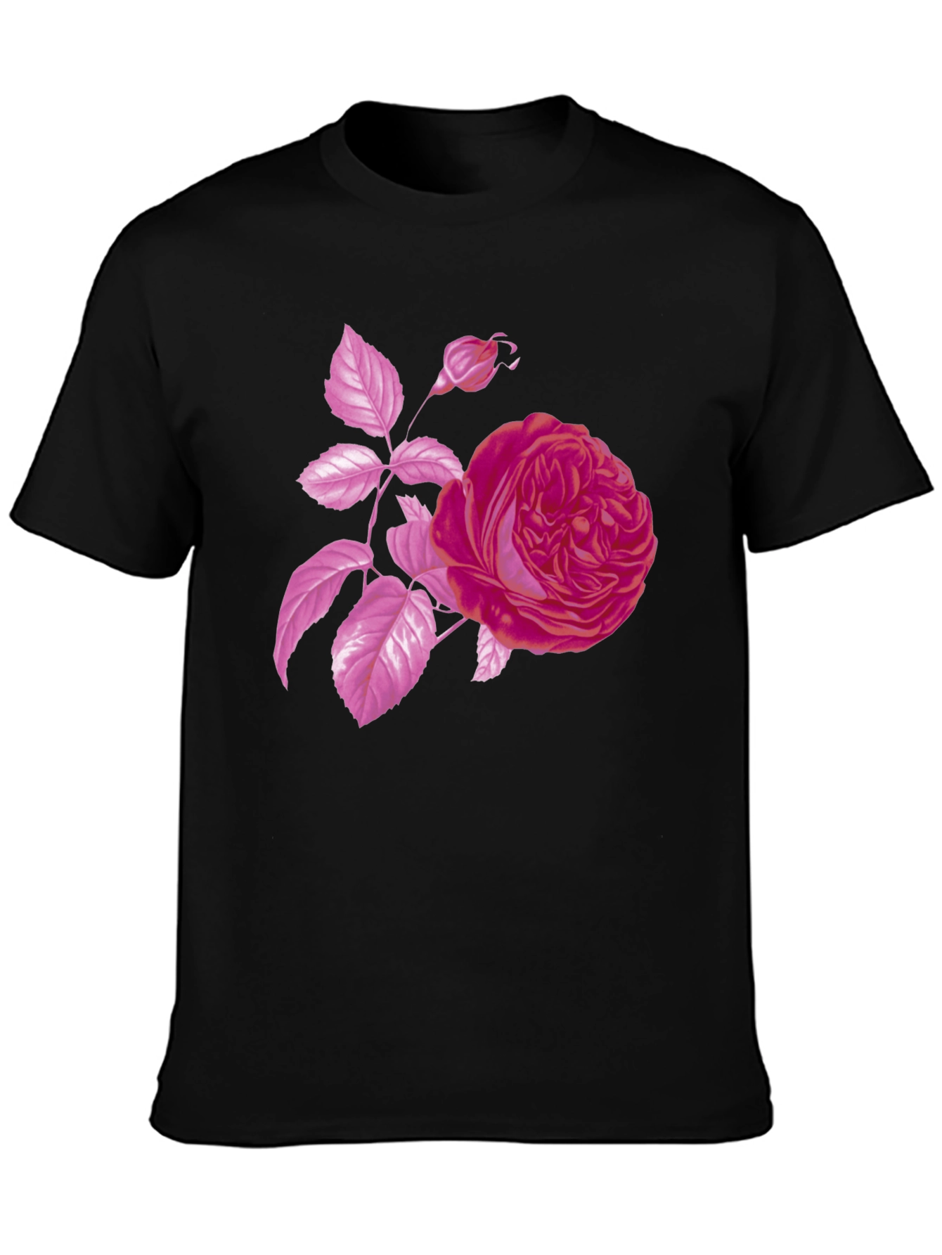Black Rose Graphic Black T-Shirt - Stylish Floral Design view 3