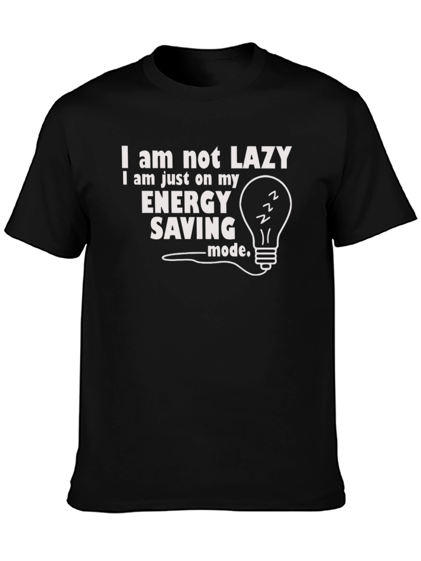 Black Funny Energy Saving Mode Graphic Tee - Black view 3