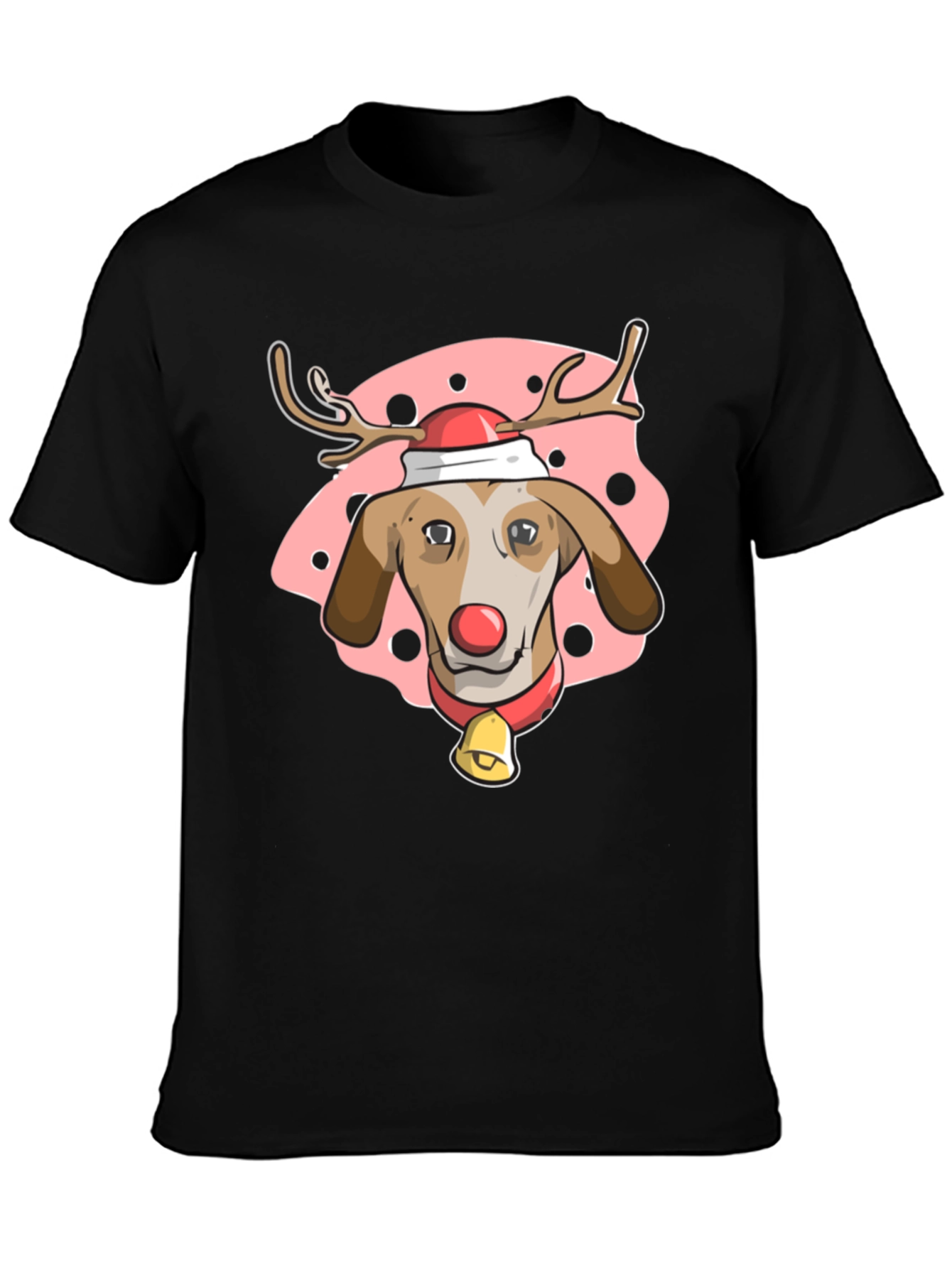 Black Festive Dog Reindeer T-Shirt - Holiday Cheer! view 3