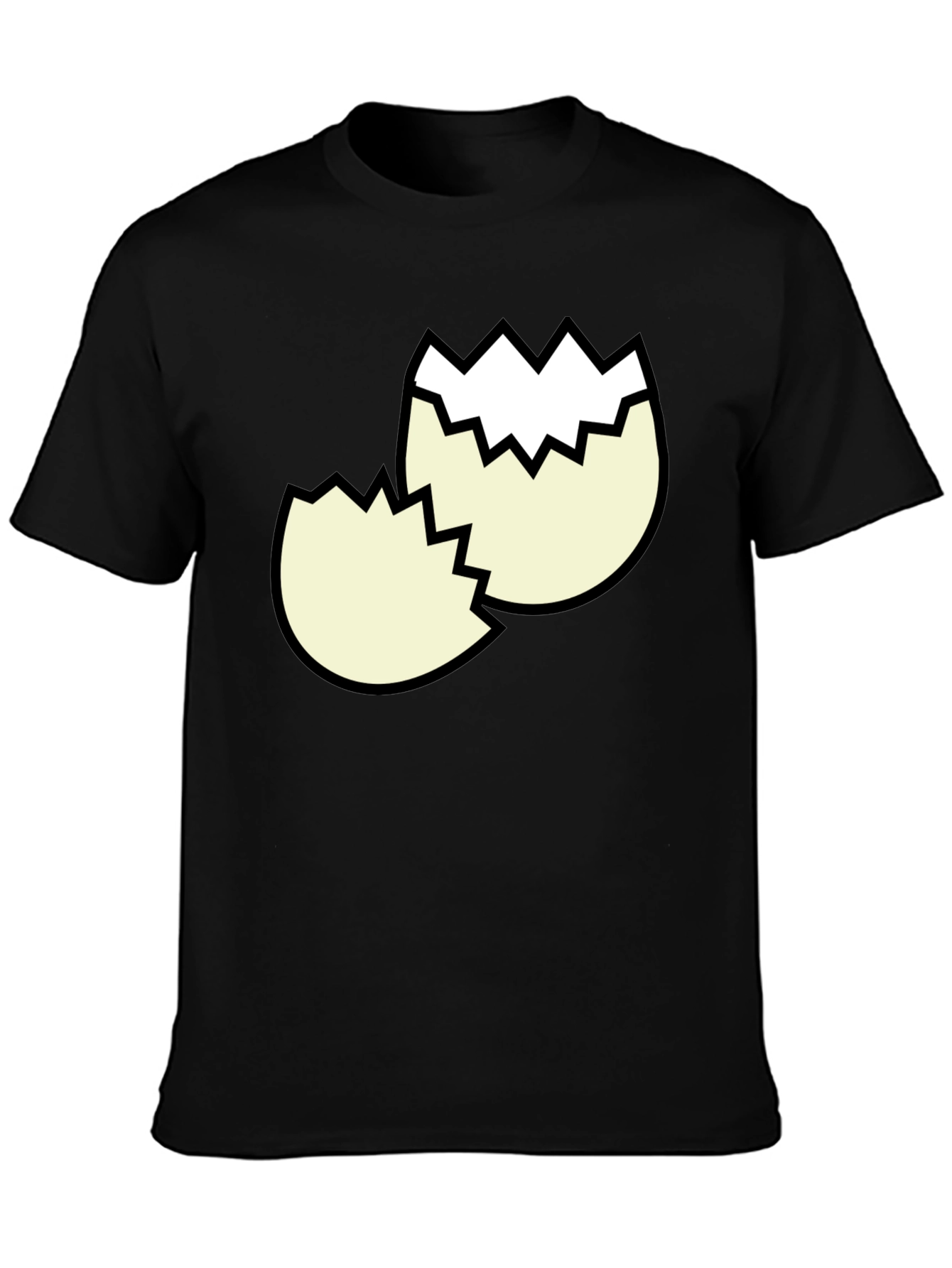 Black Cracked Egg Graphic Tee - Funny Broken Eggshell Design view 3