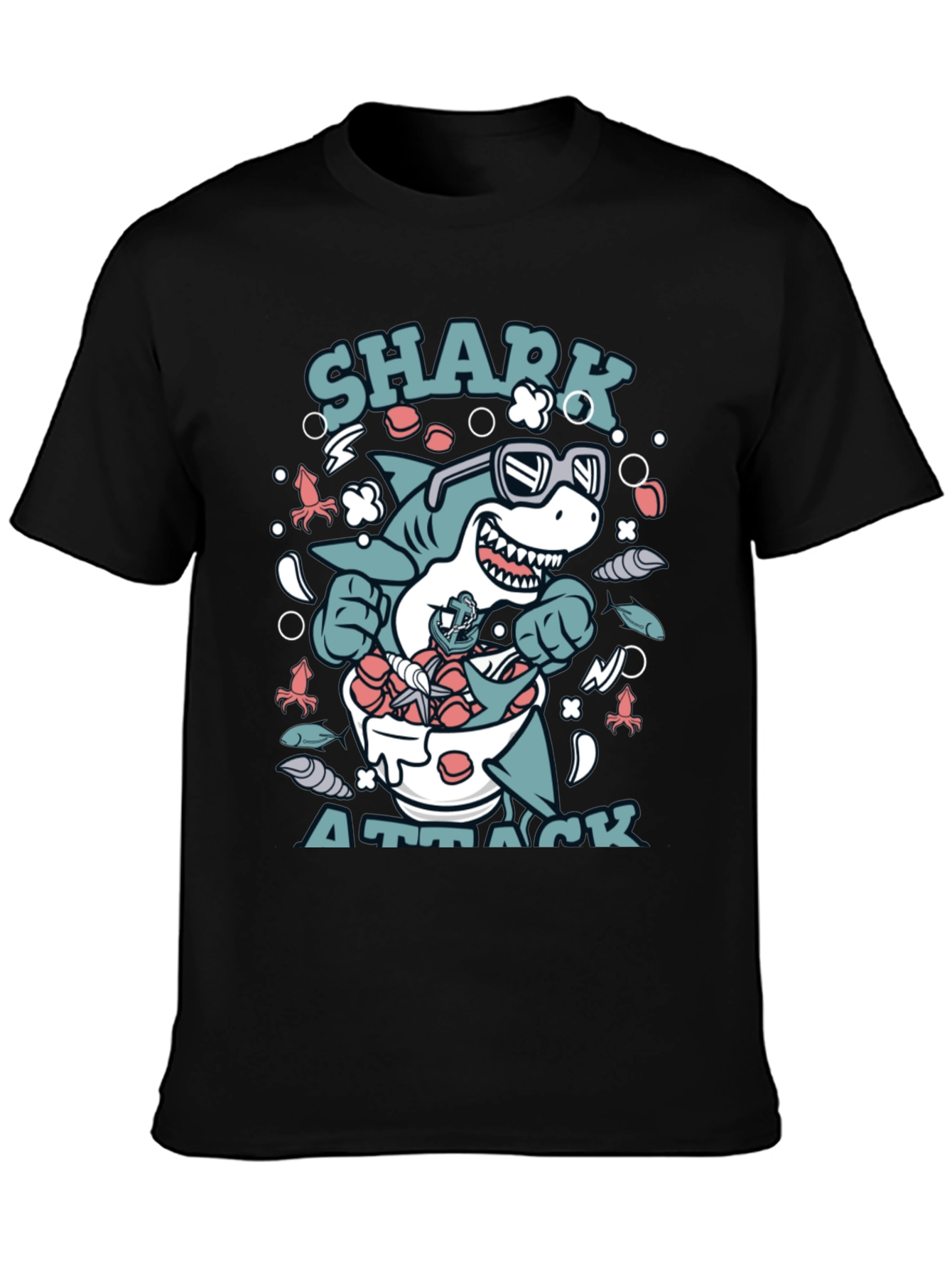 Shark Attack T-Shirt, Novelty Graphic Tee - 3
