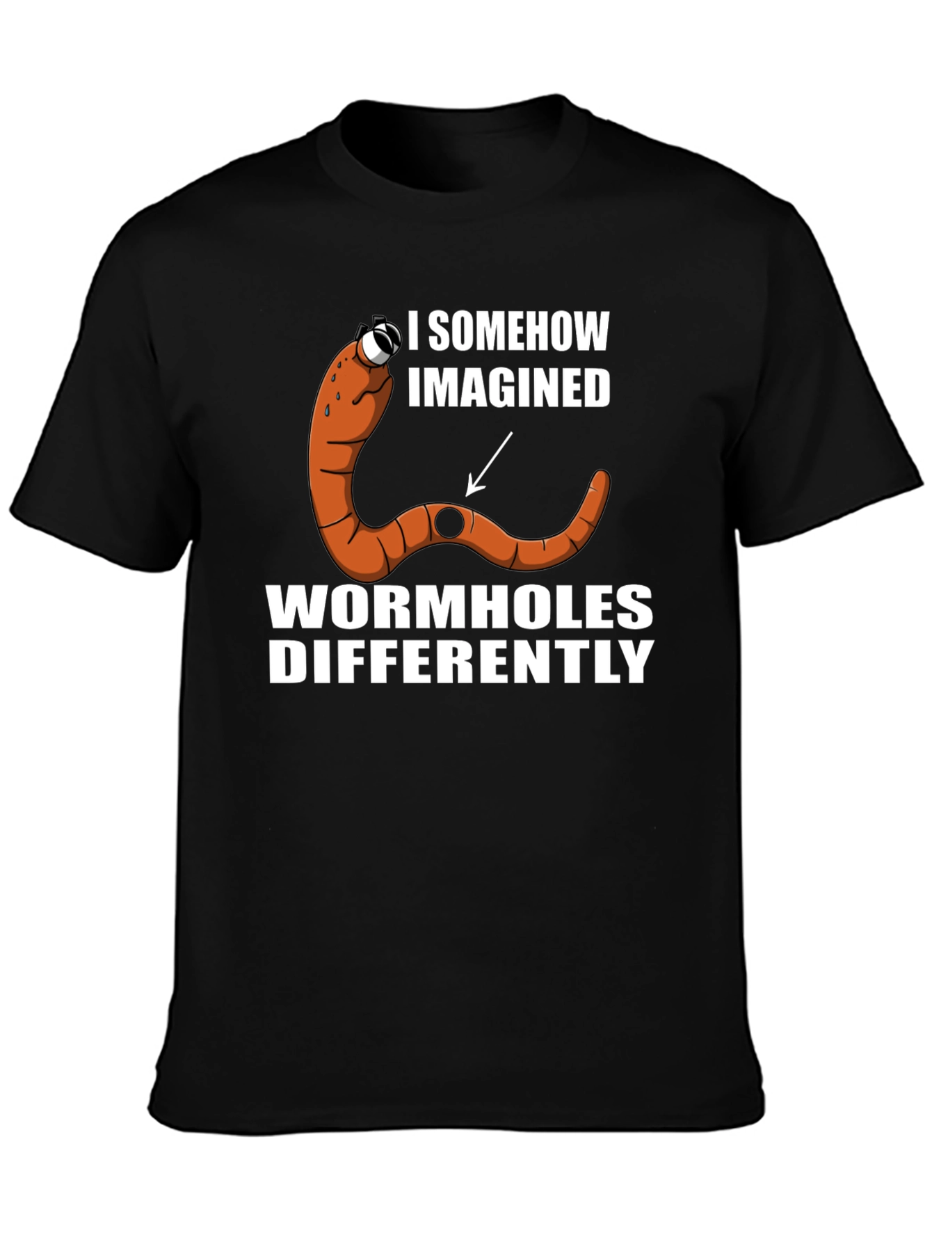 Black Wormhole Humor Graphic T-Shirt view 3