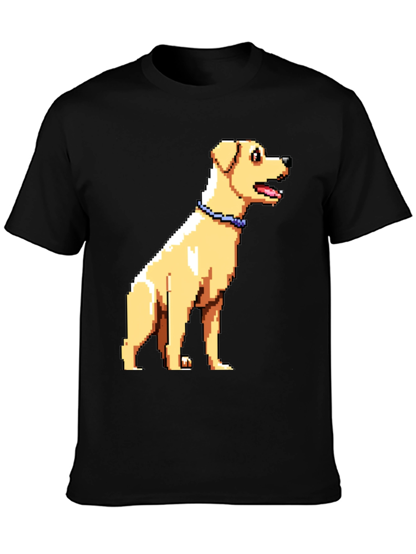 Black Pixel Art Dog Graphic T-Shirt view 3