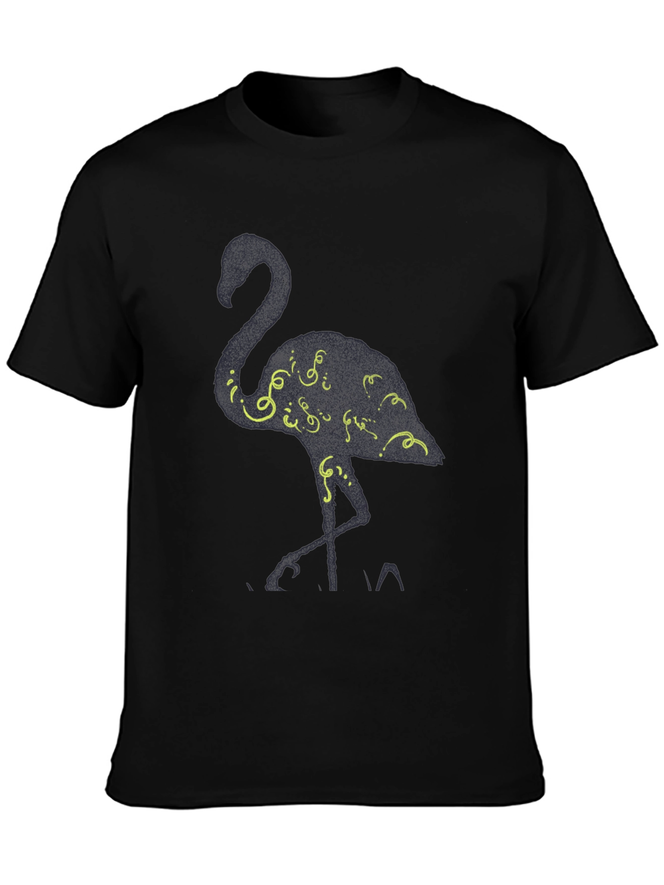 Black Flamingo Graphic Tee - Black Cotton Blend T-Shirt view 3