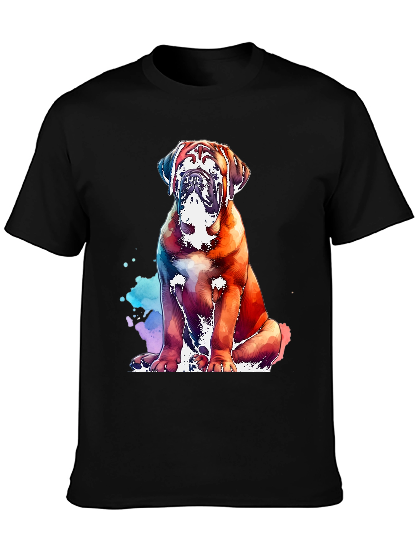 Black Watercolor Dog Graphic Tee - Black view 3