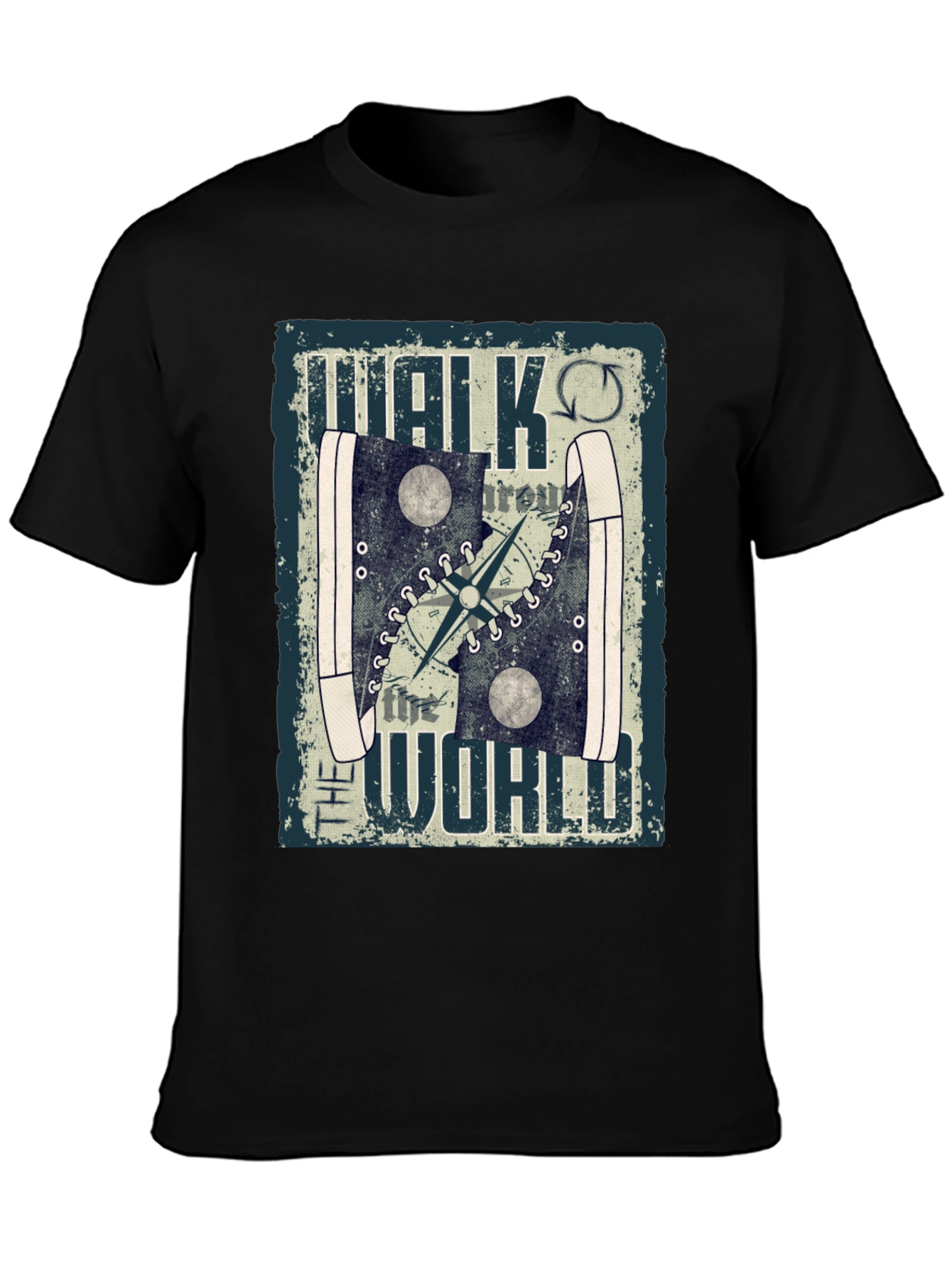 Walk the World T-Shirt, Travel Compass Design - 3