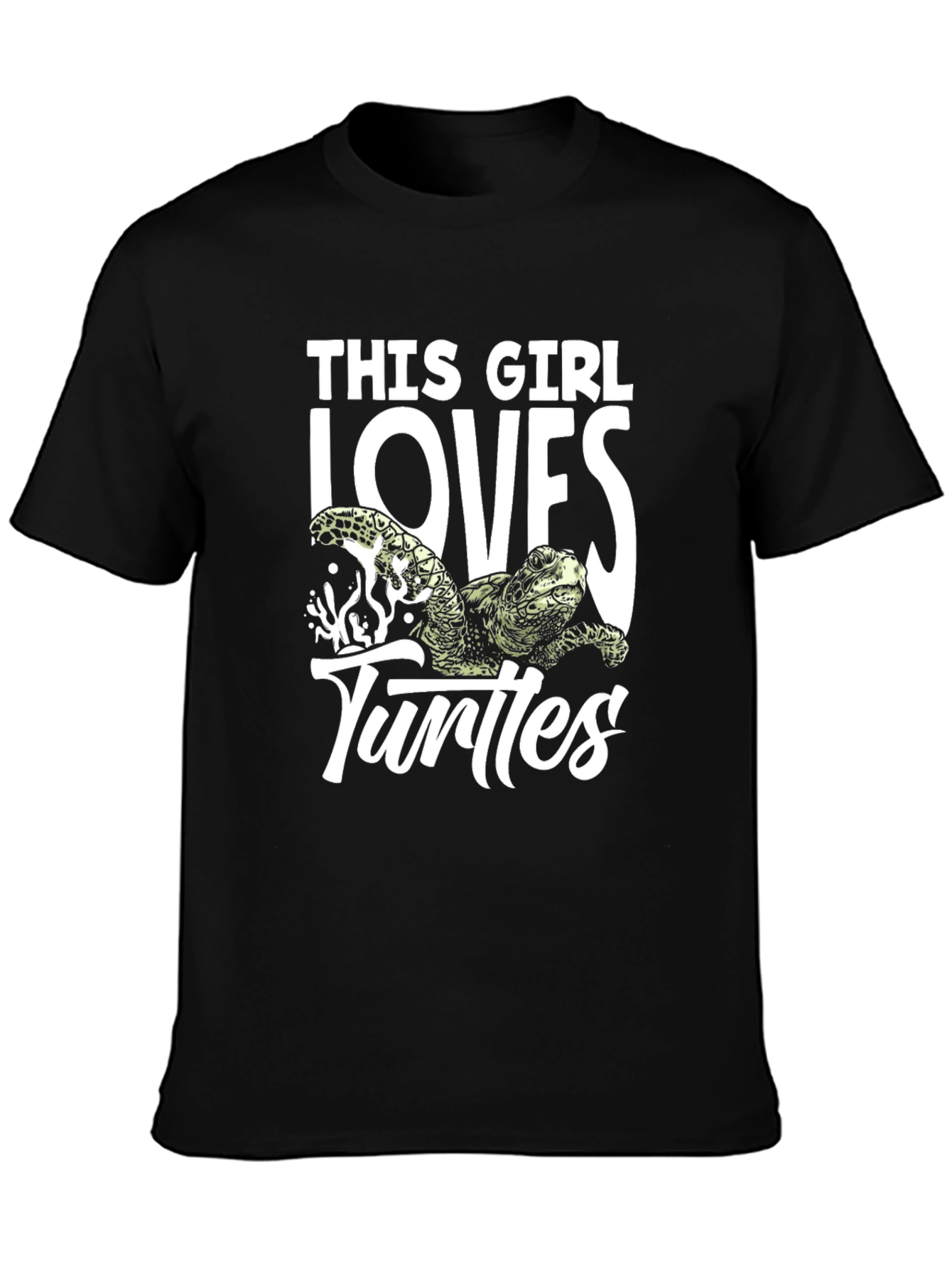 Black This Girl Loves Turtles Black T-Shirt view 3
