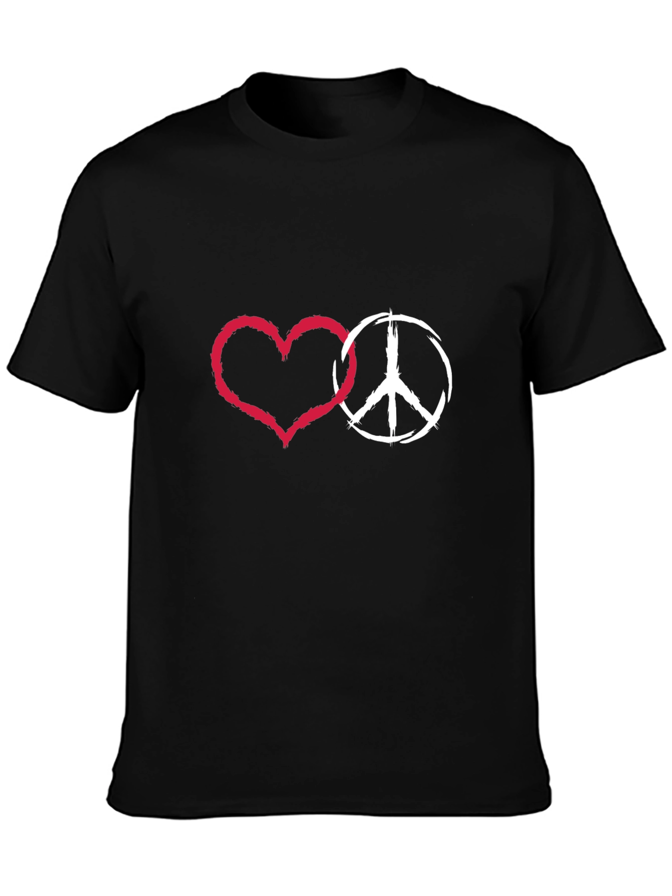 Black Peace & Love Graphic T-Shirt - Stylish Black Tee view 3