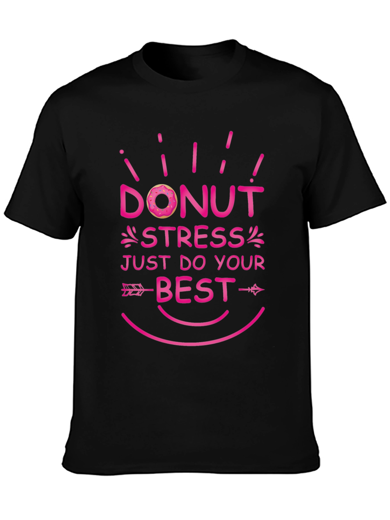 Black Donut Stress Tee - Just Do Your Best Black T-Shirt view 3
