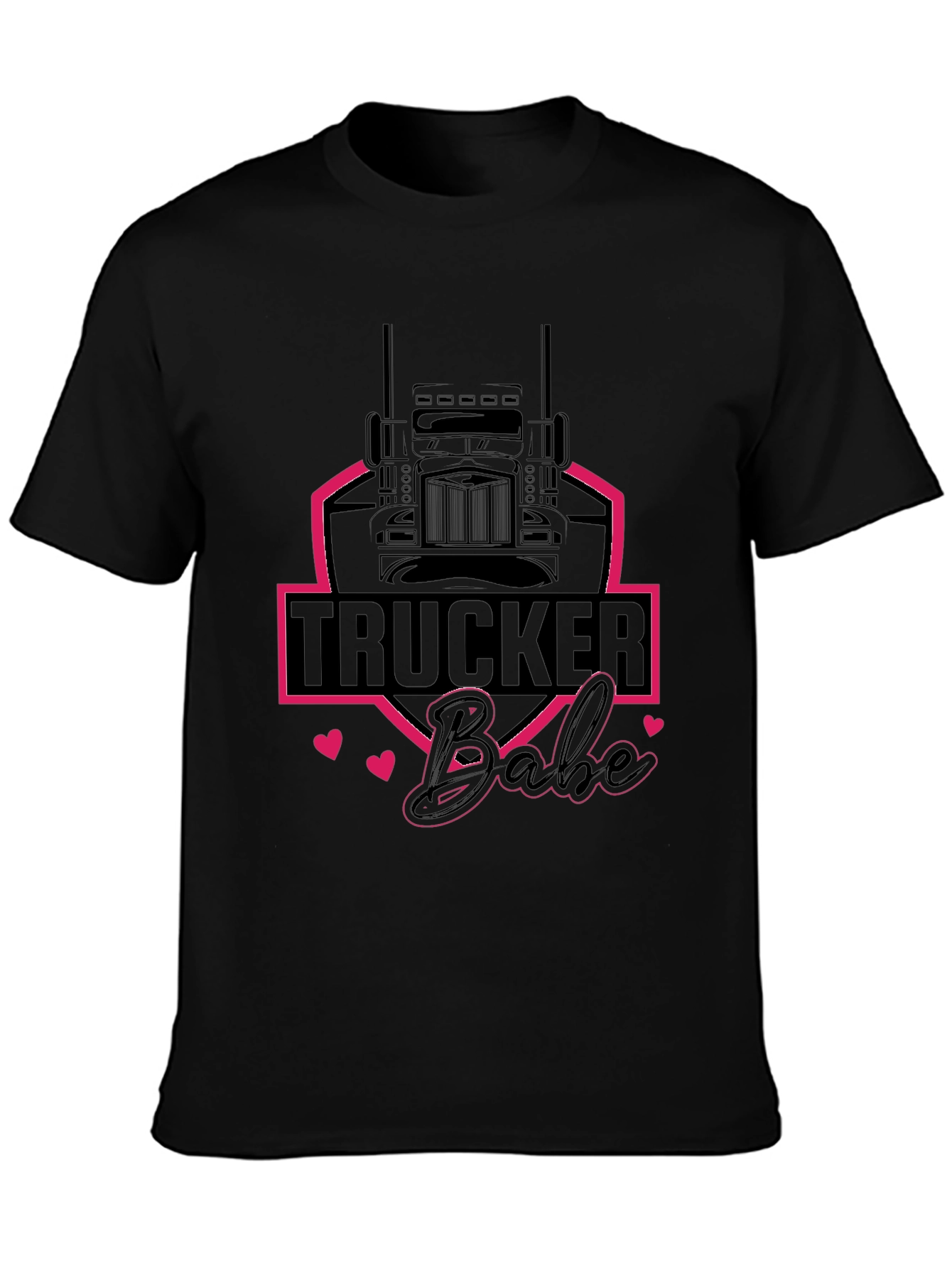 Black Trucker Babe Graphic Tee - Black view 3