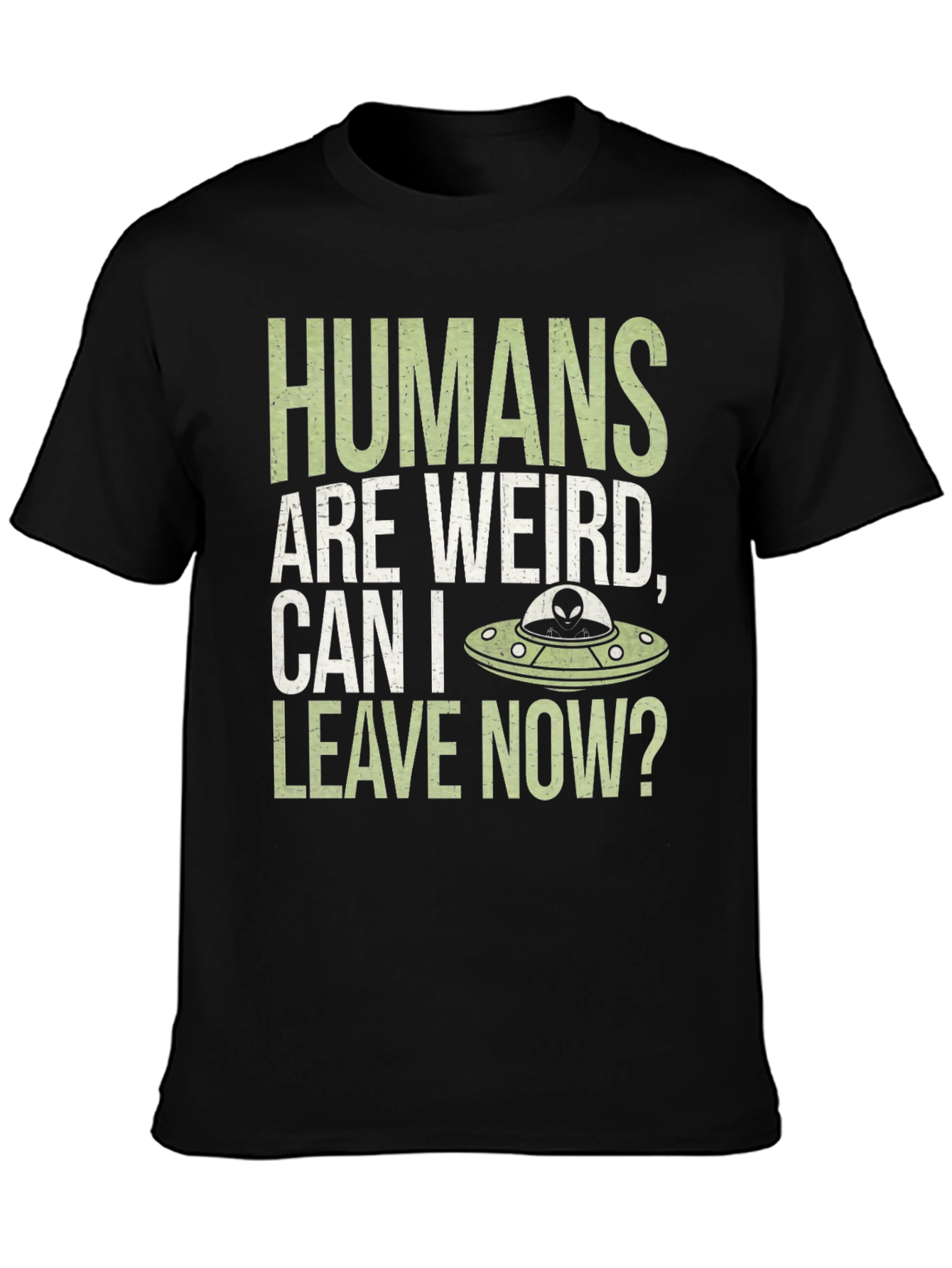 Black Humans Are Weird T-Shirt - Alien UFO Graphic Tee view 3