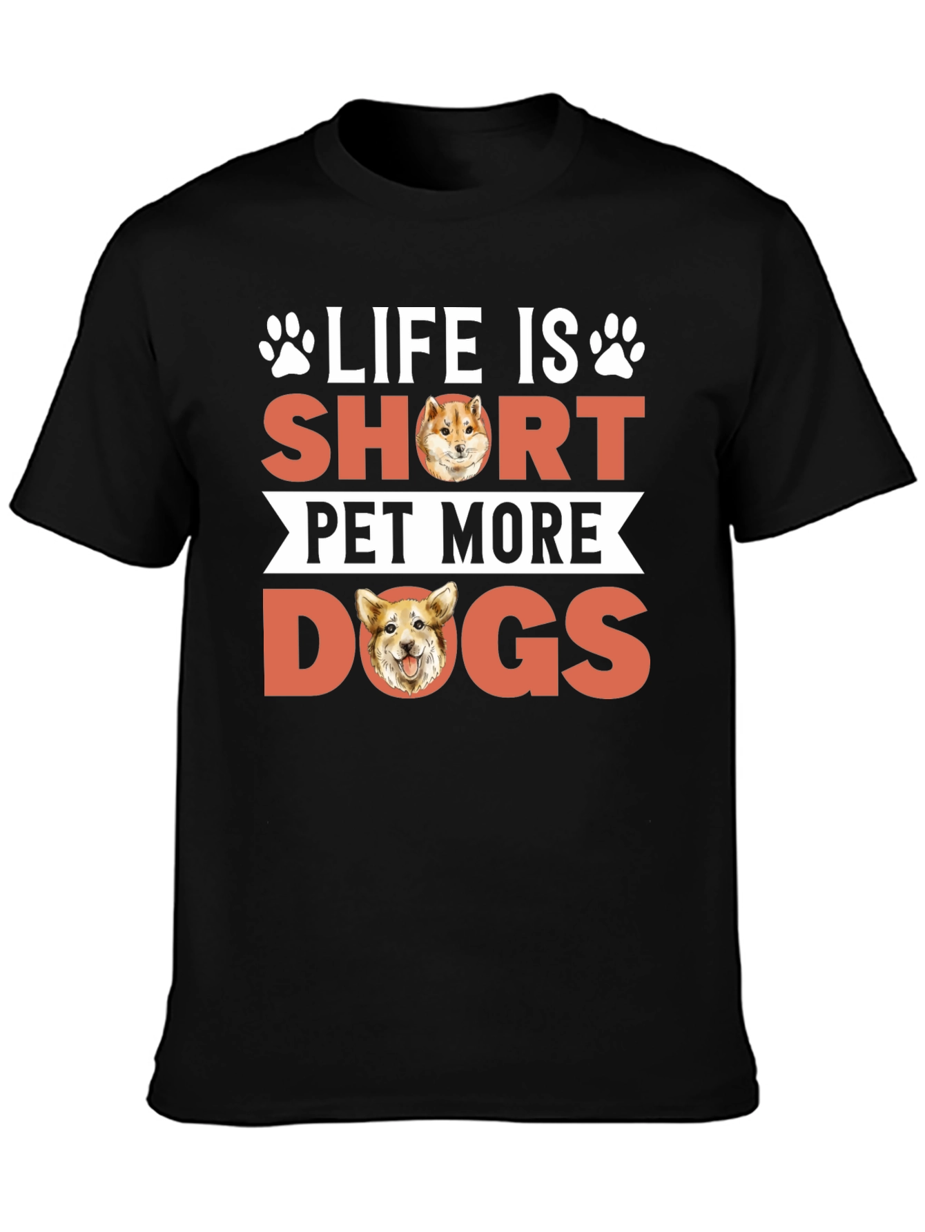 Black Life is Short Pet More Dogs Graphic Tee view 3