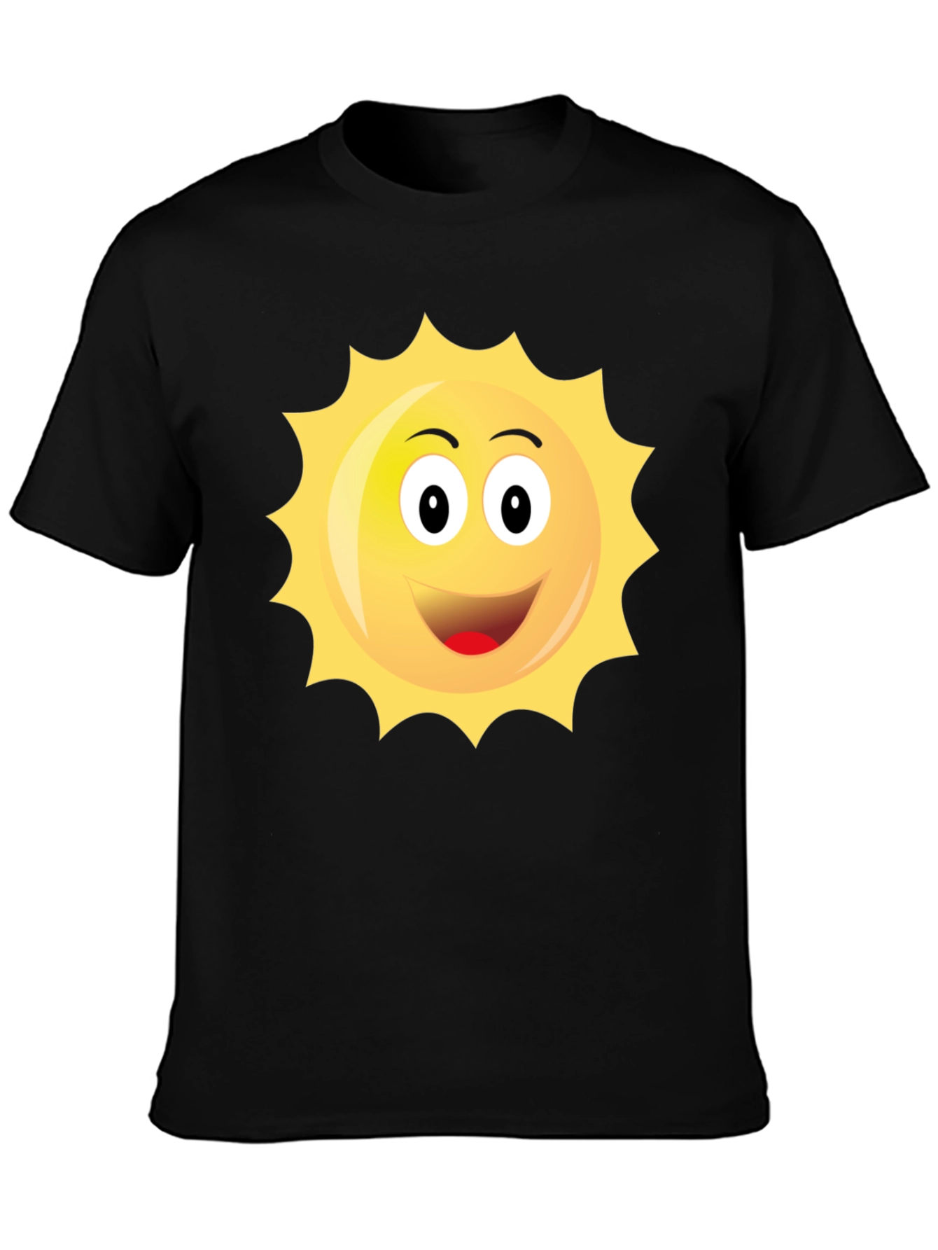 Black Happy Sun Graphic Black T-Shirt view 3