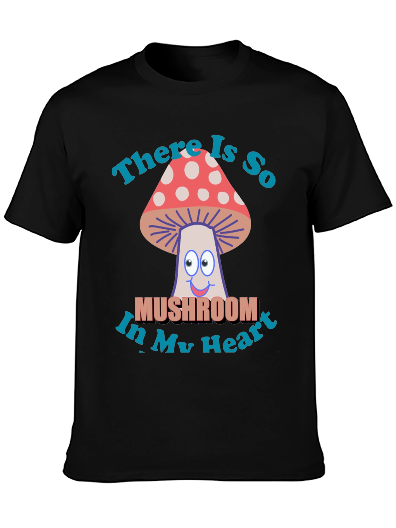 Black Mushroom Heart T-Shirt - Funny Graphic Tee view 3