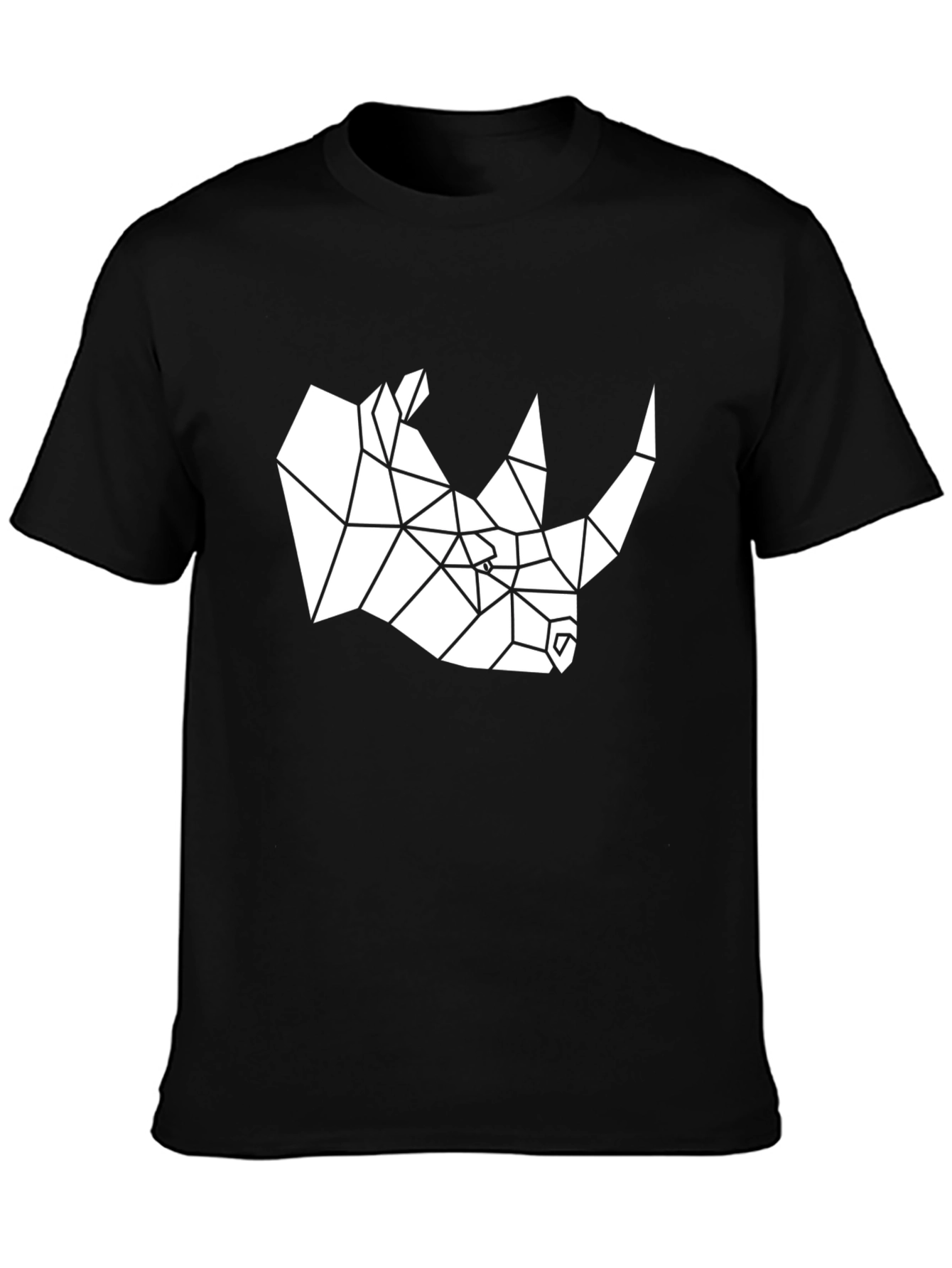 Black Geometric Rhino Graphic Tee - Cool Minimalist Design view 3