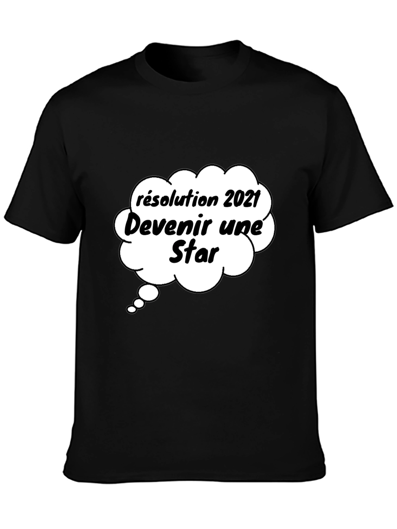 Black Funny 2021 Resolution Star Graphic T-Shirt view 3