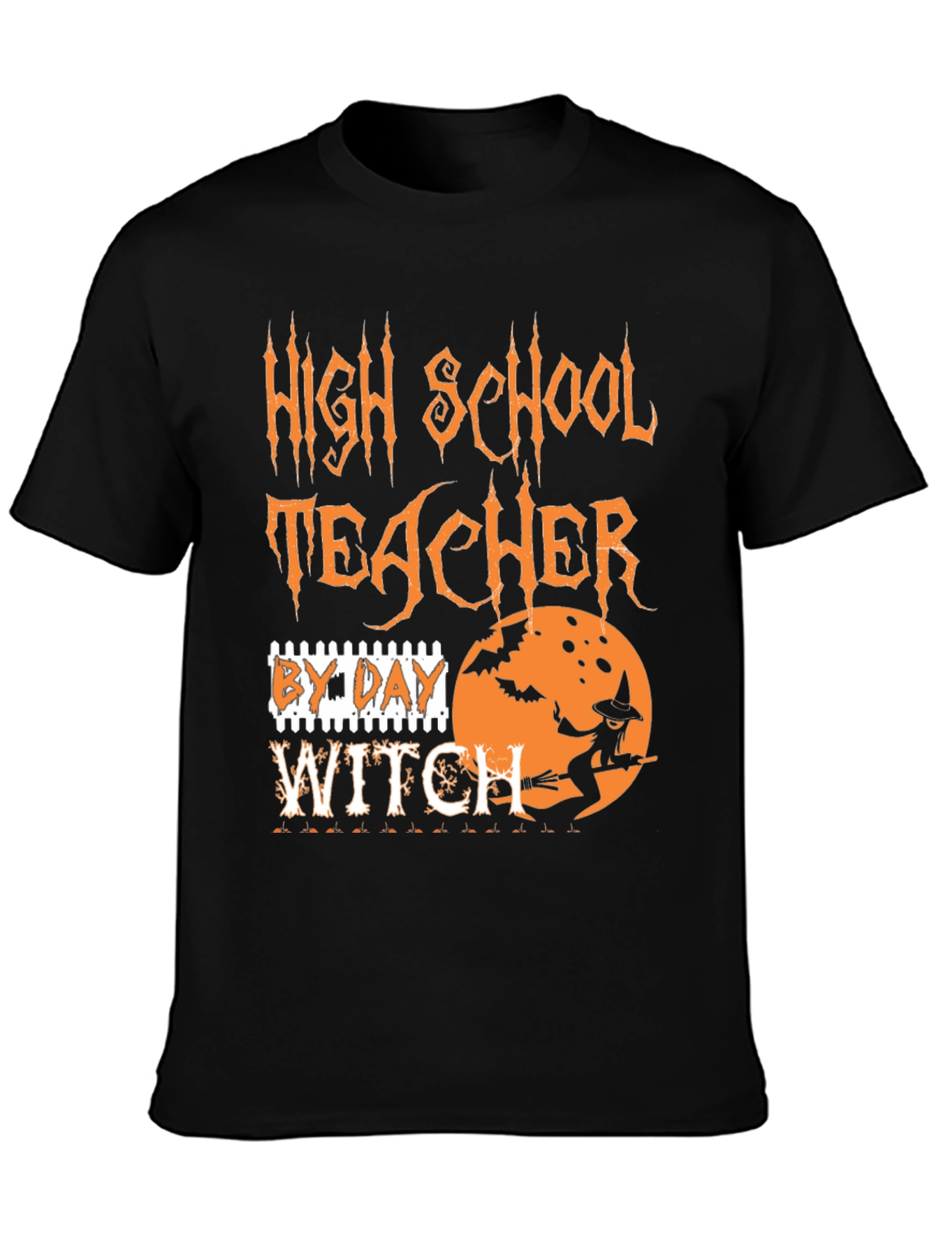 Black High School Teacher By Day Witch T-Shirt Halloween view 3