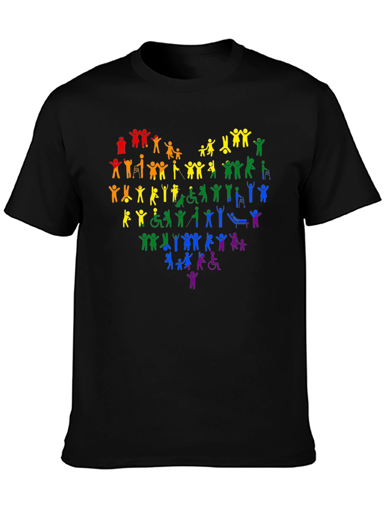 Black Inclusive Rainbow Heart Graphic Tee view 3
